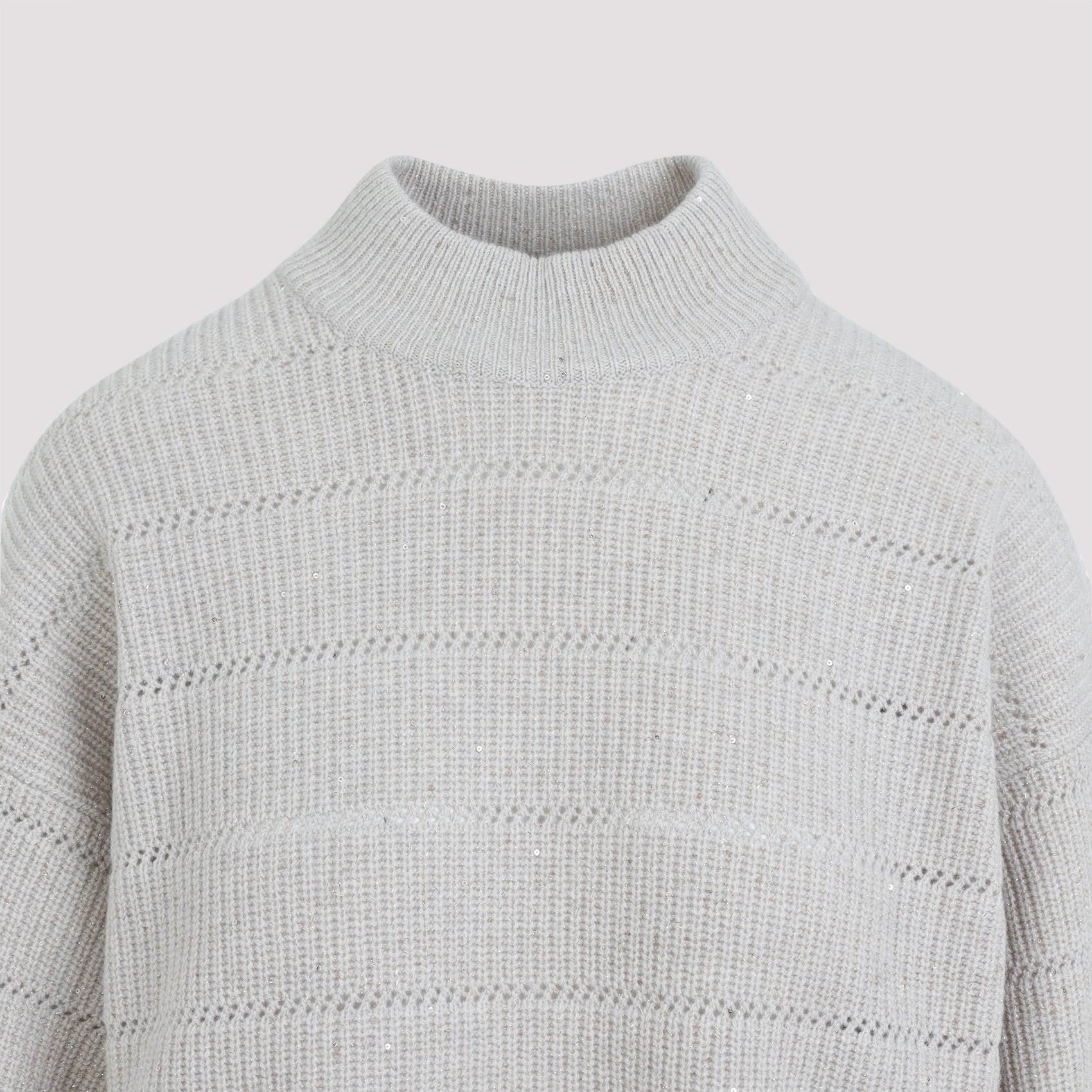 Mock Neck Lana Cashmire Stripe Pullover