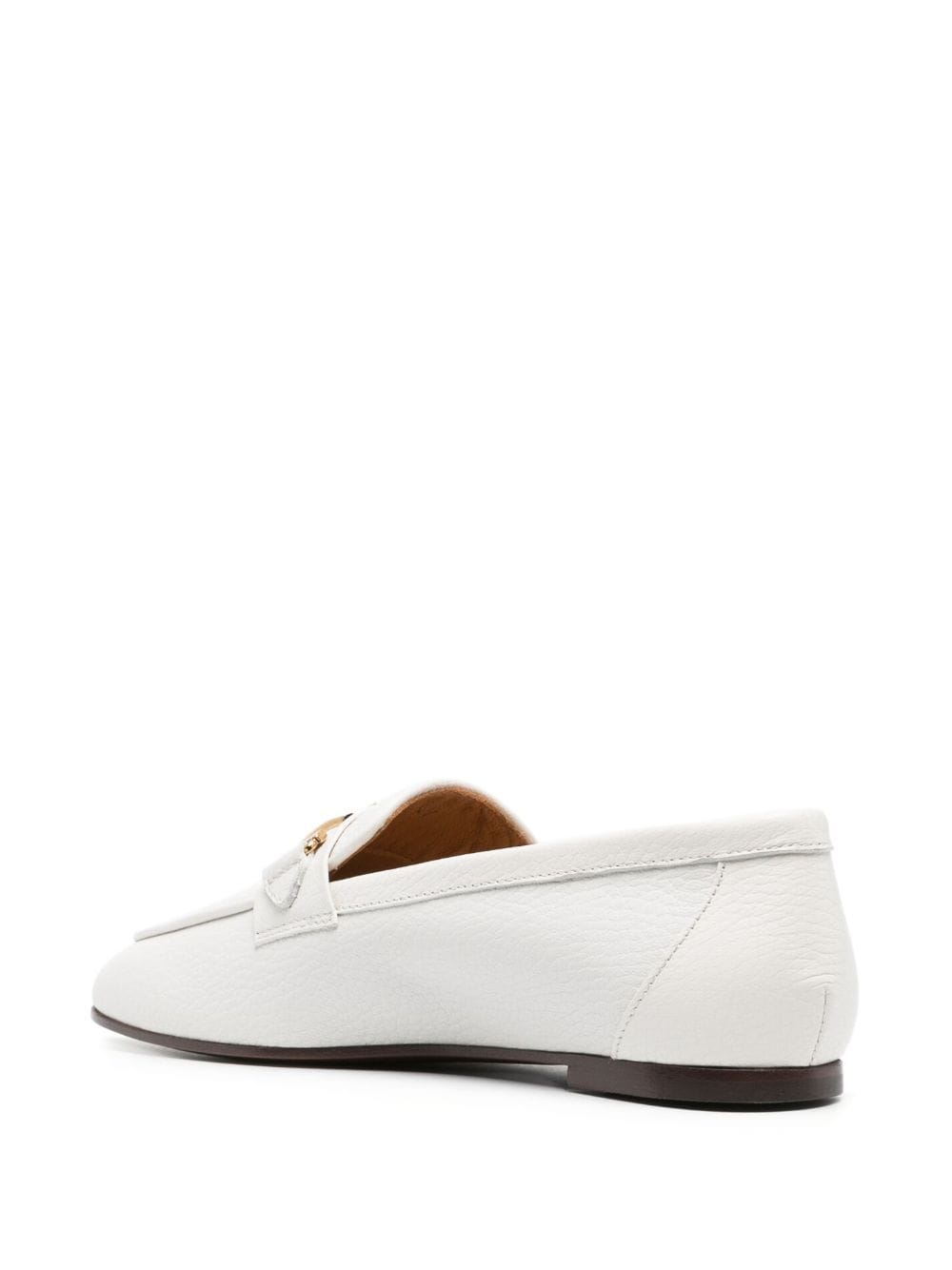 GRAINED LEATHER LOAFERS WITH METAL T RING ACCESSORY