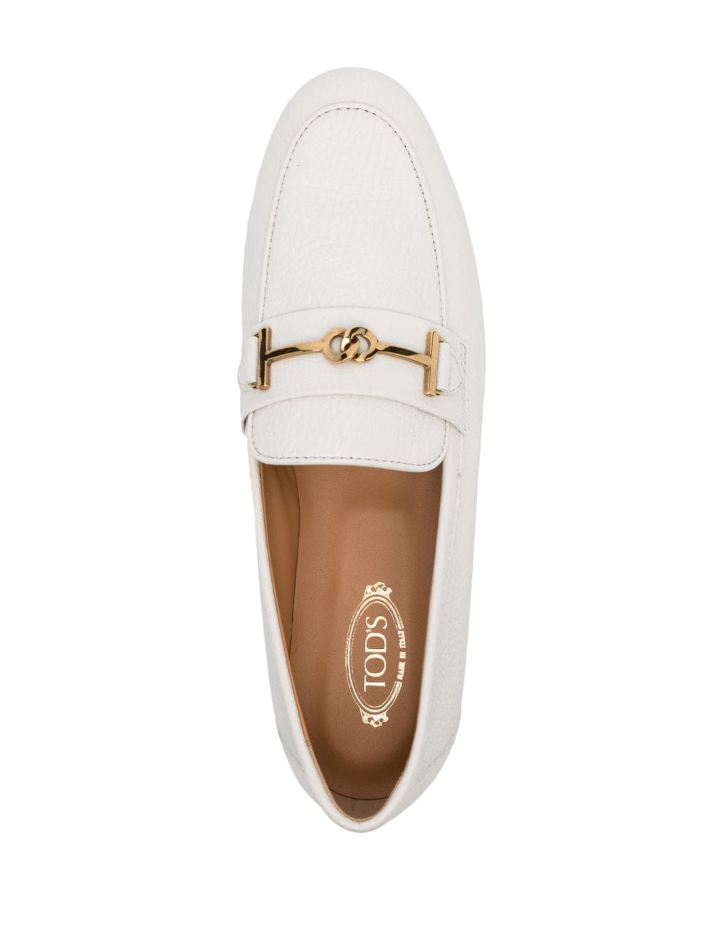 GRAINED LEATHER LOAFERS WITH METAL T RING ACCESSORY
