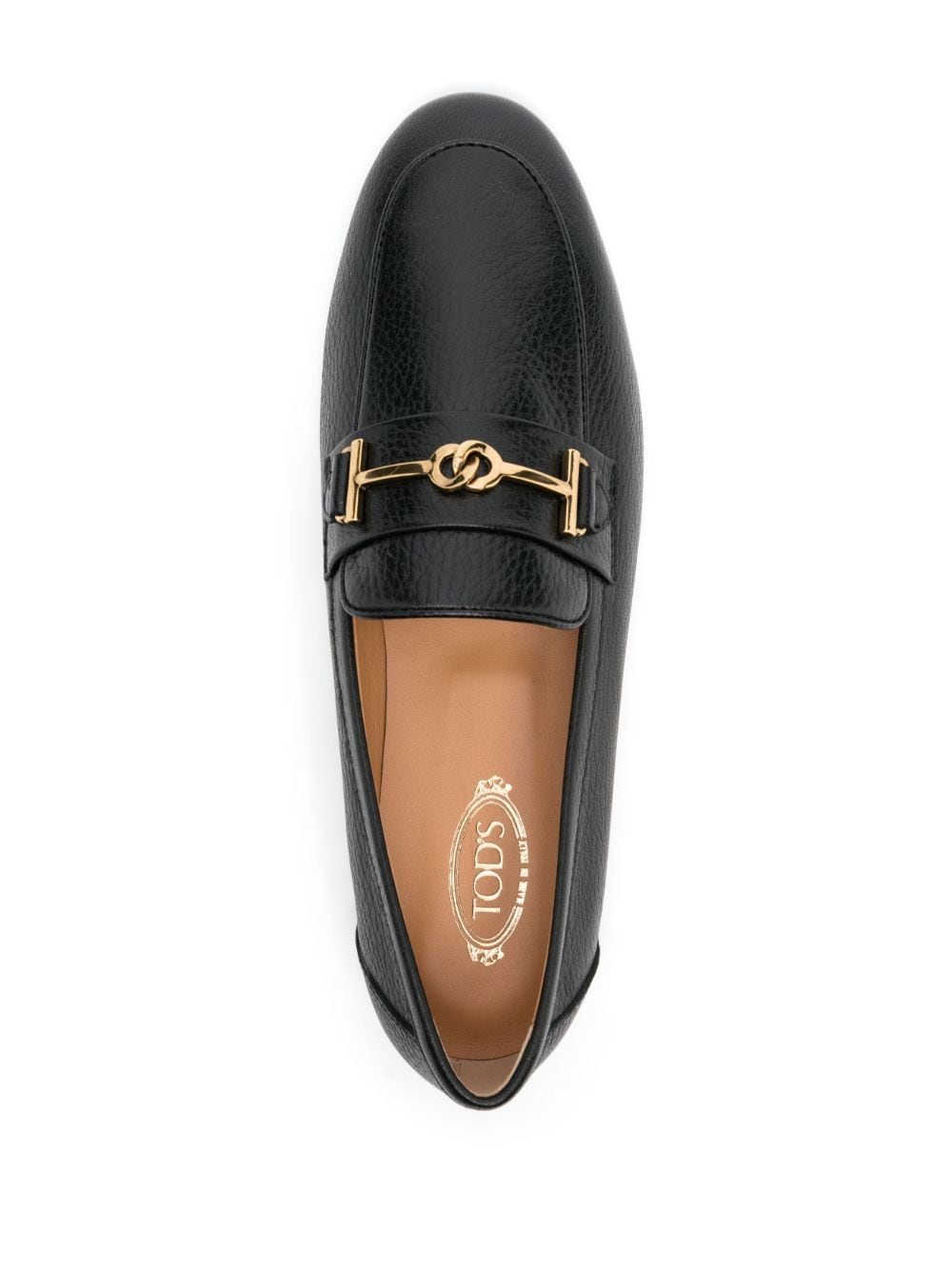 GRAINED LEATHER LOAFERS WITH METAL T RING ACCESSORY