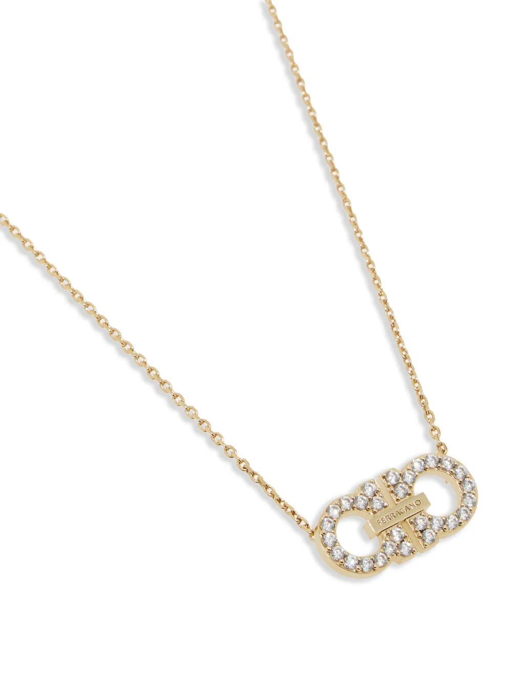 CRYSTAL EMBELLISHED TWO GANCINI PENDANT NECKLACE
