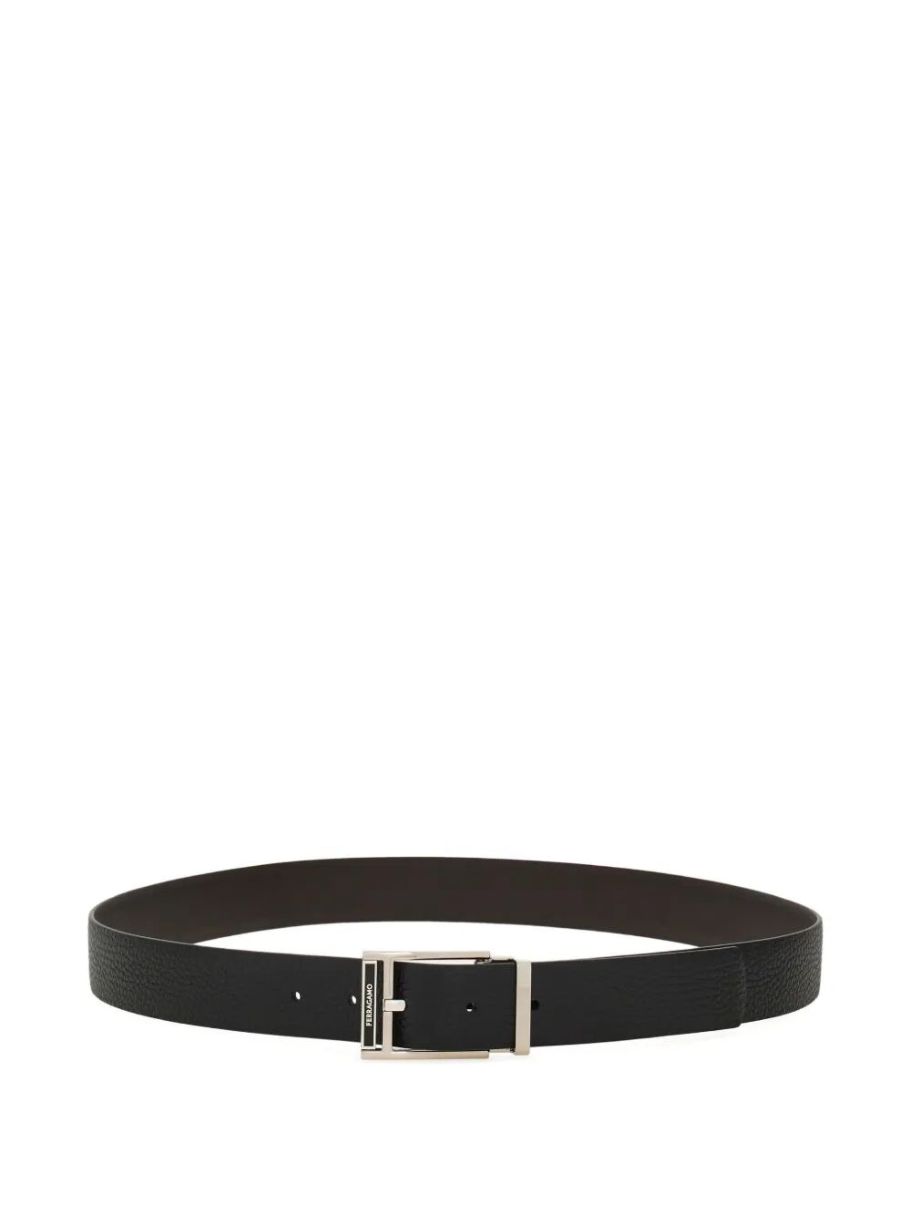 SQUARE BUCKLE REVERSIBLE AND ADJUSTABLE GRAINED LEATHER BELT