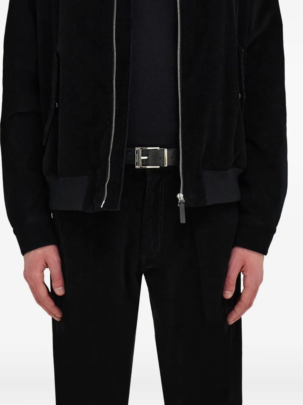 SQUARE BUCKLE REVERSIBLE AND ADJUSTABLE GRAINED LEATHER BELT