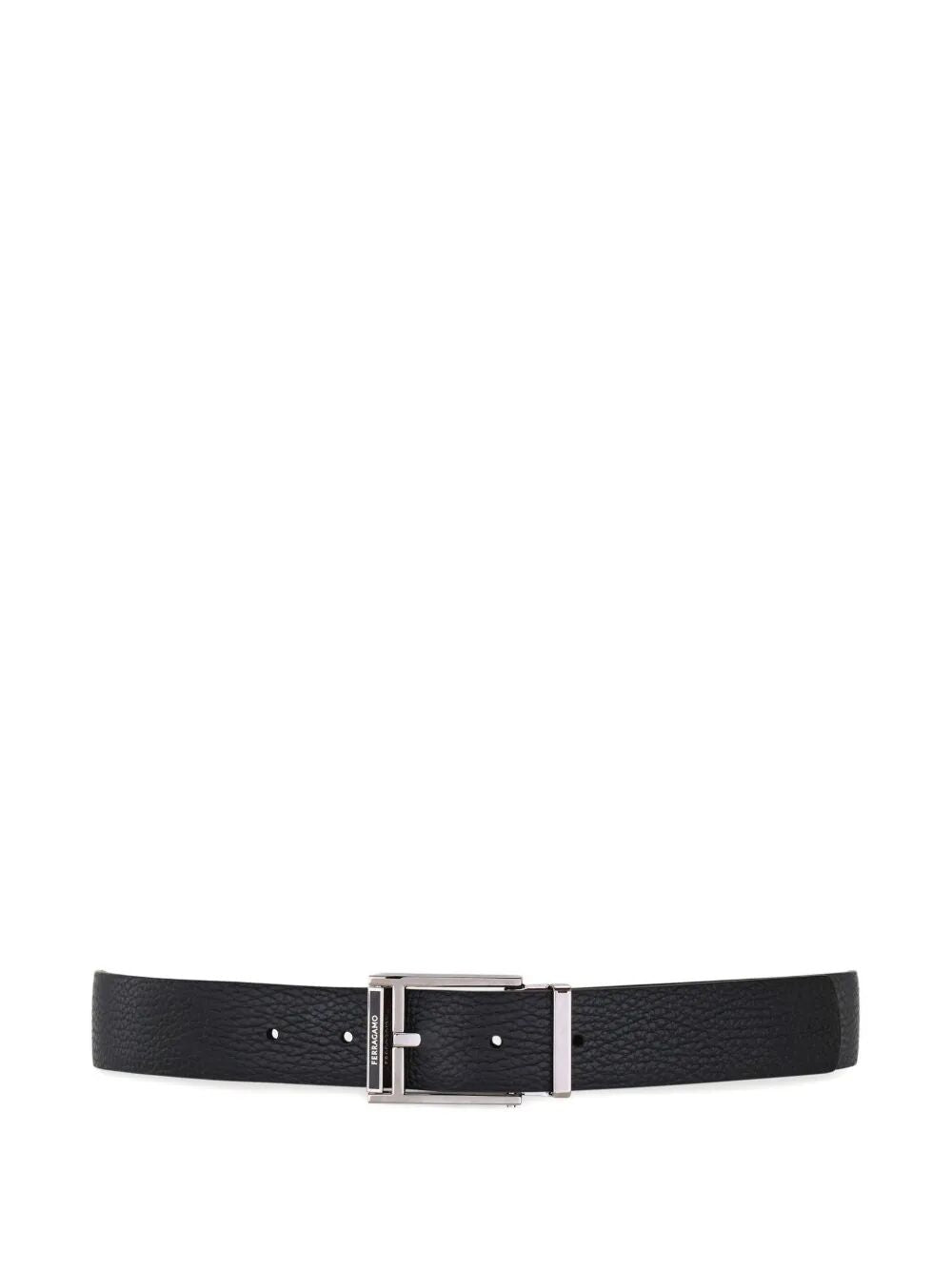SQUARE BUCKLE REVERSIBLE AND ADJUSTABLE GRAINED LEATHER BELT
