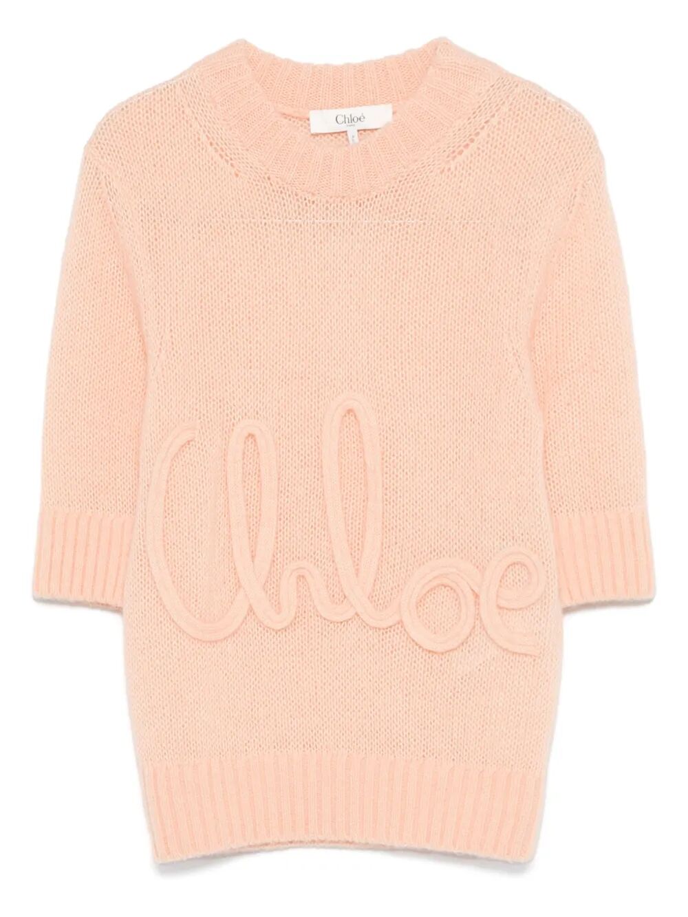 ALPACA WOOL AND SILK KNIT ELBOW-SLEEVE LOGO SWEATER