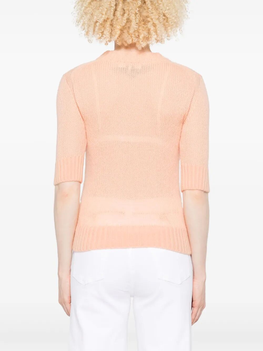 ALPACA WOOL AND SILK KNIT ELBOW-SLEEVE LOGO SWEATER