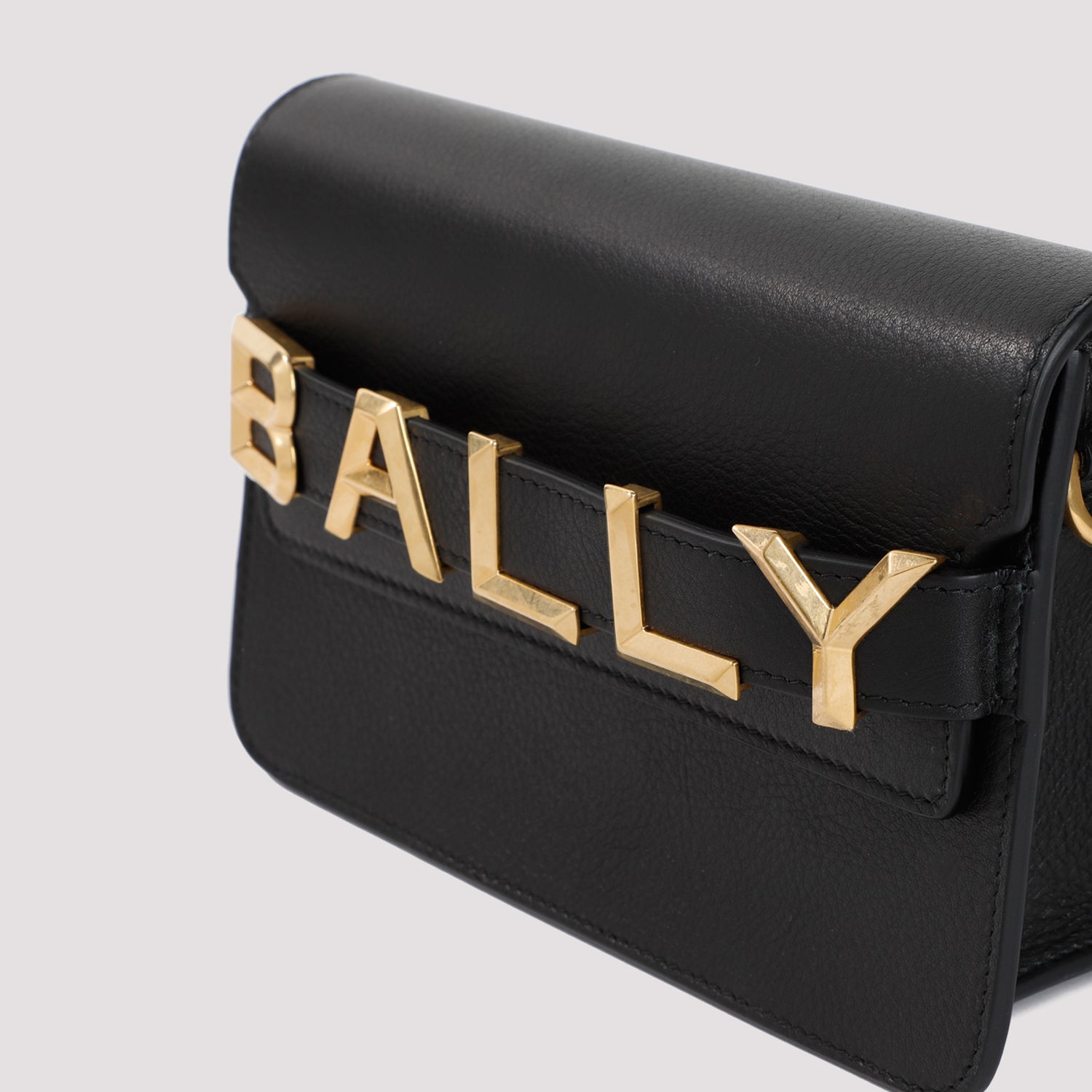 Logo Grained Calf Leather Shoulder Bag