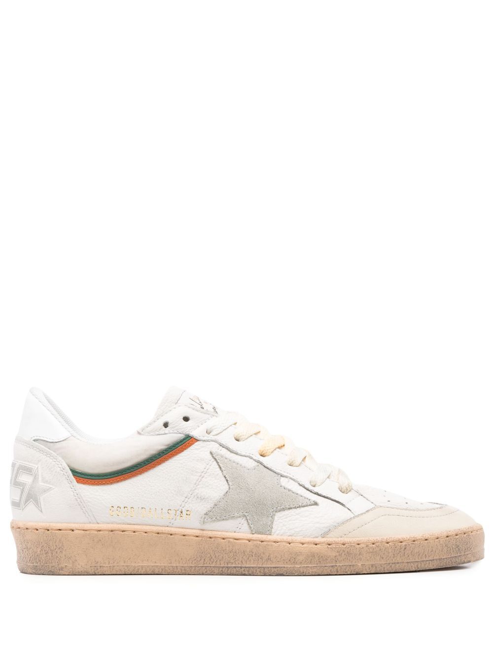 BALL STAR DISTRESSED EFFECT SNEAKERS WITH SUEDE STAR