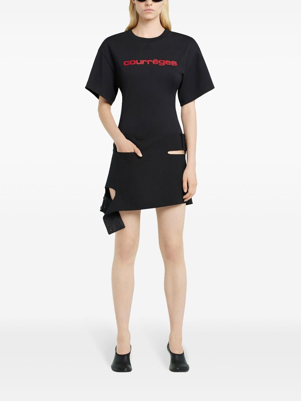 FLARED SLEEVES FITTED PRINTED T-SHIRT