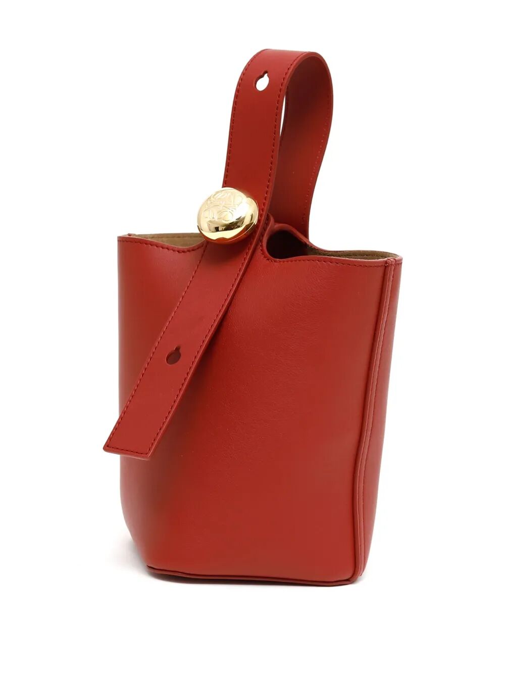 SMOOTH LEATHER MINI PEBBLE BUCKET BAG
