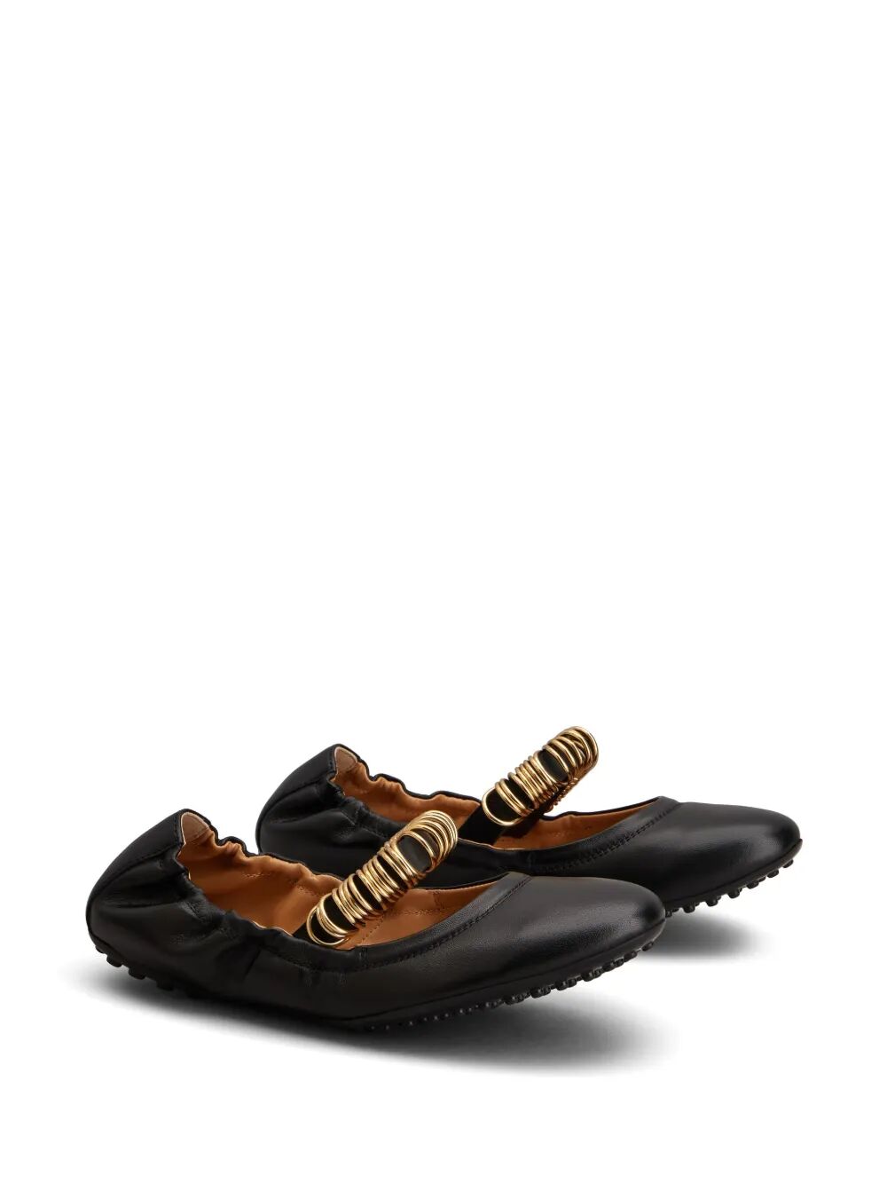 METALLIC RINGS STRAP NAPPA LEATHER BALLERINAS