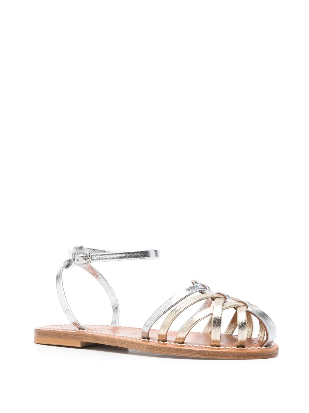 CYRENIA TWO-TONE METALLIC SANDALS