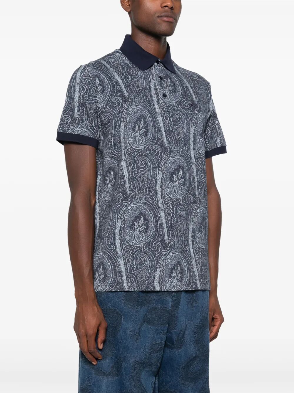 ALL-OVER FOLIAGE COTTON POLO SHIRT