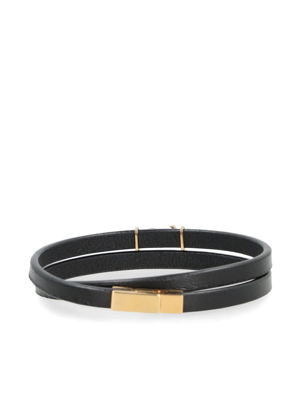 CASSANDRE DOUBLE WRAP BRACELET IN LEATHER AND METAL
