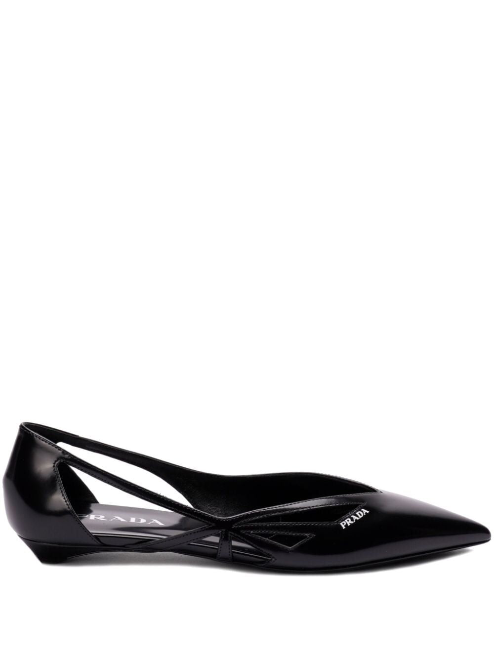 BRUSHED LEATHER CUT-OUT BALLERINAS