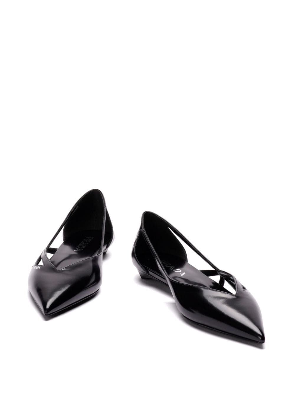 BRUSHED LEATHER CUT-OUT BALLERINAS