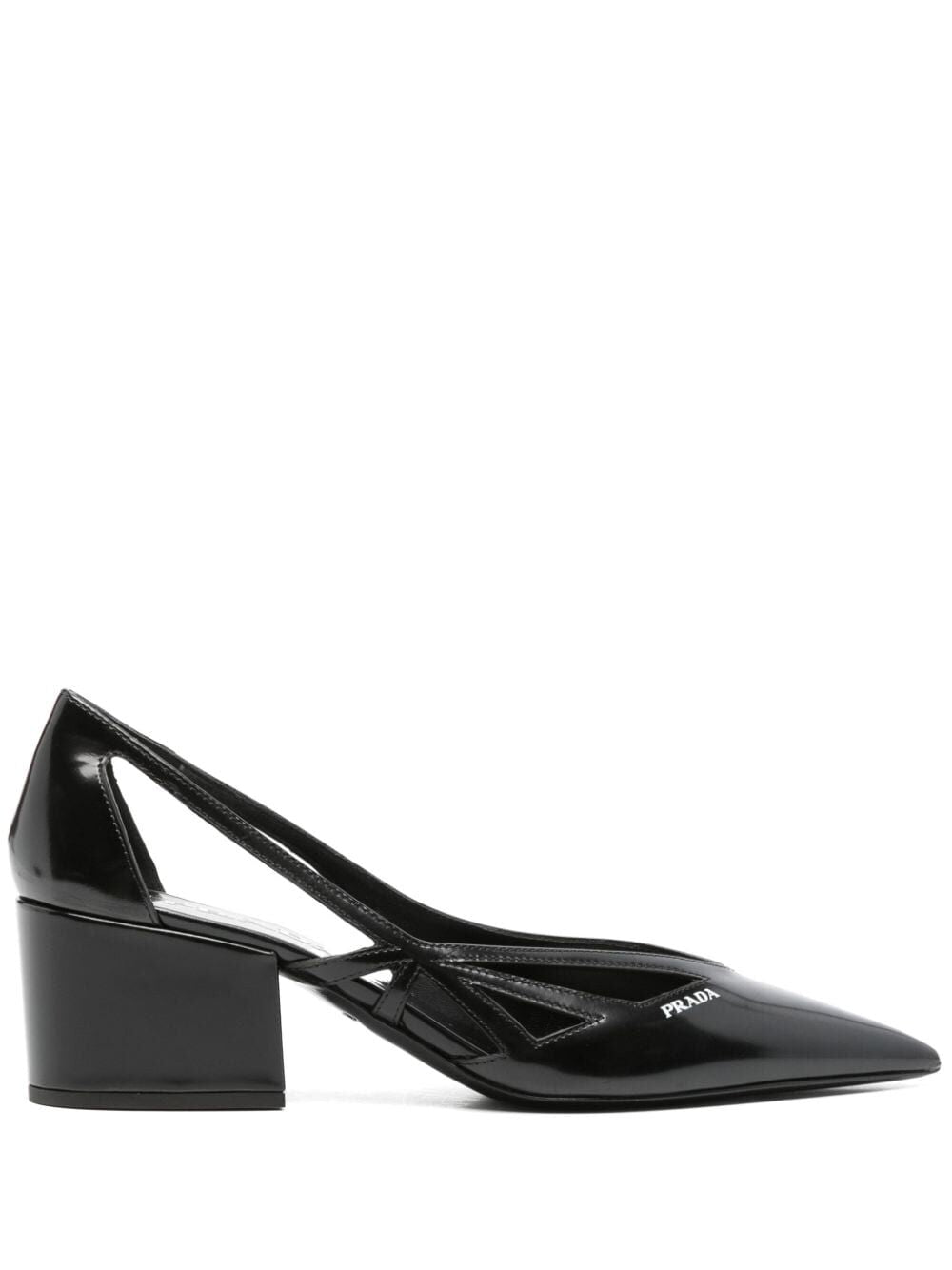 BRUSHED LEATHER CUT-OUT PUMPS