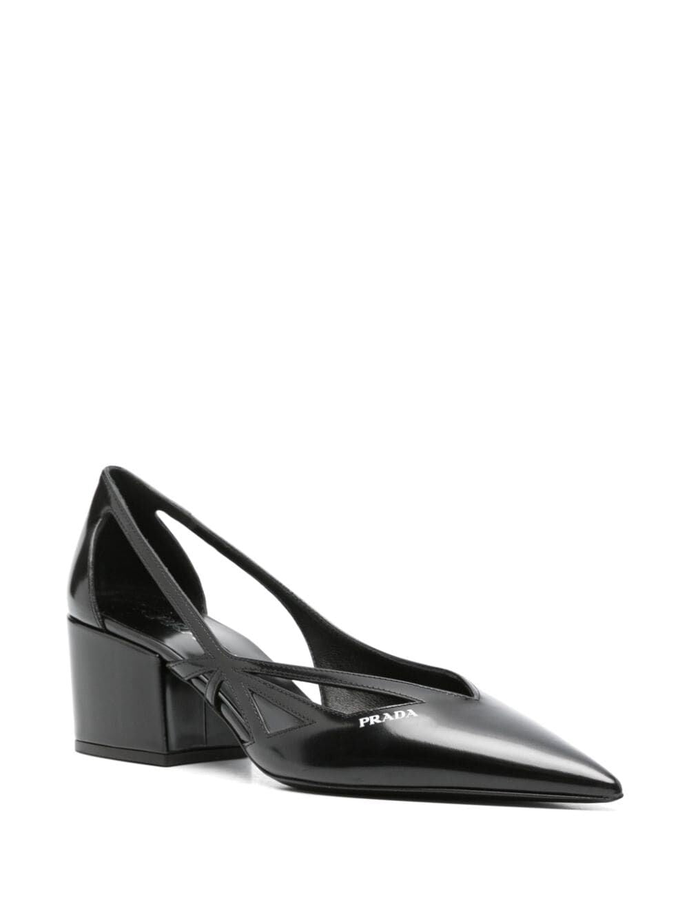 BRUSHED LEATHER CUT-OUT PUMPS