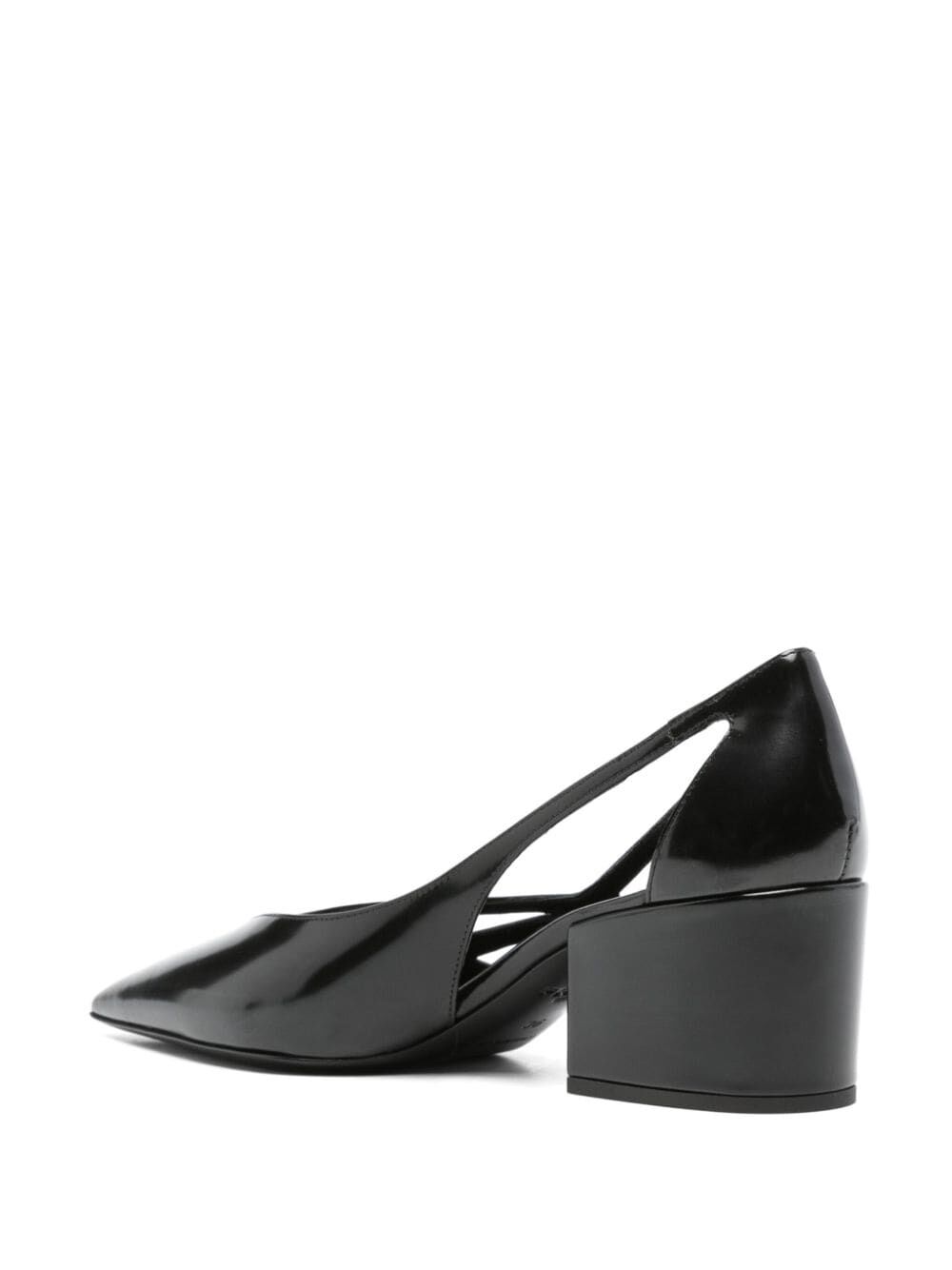 BRUSHED LEATHER CUT-OUT PUMPS