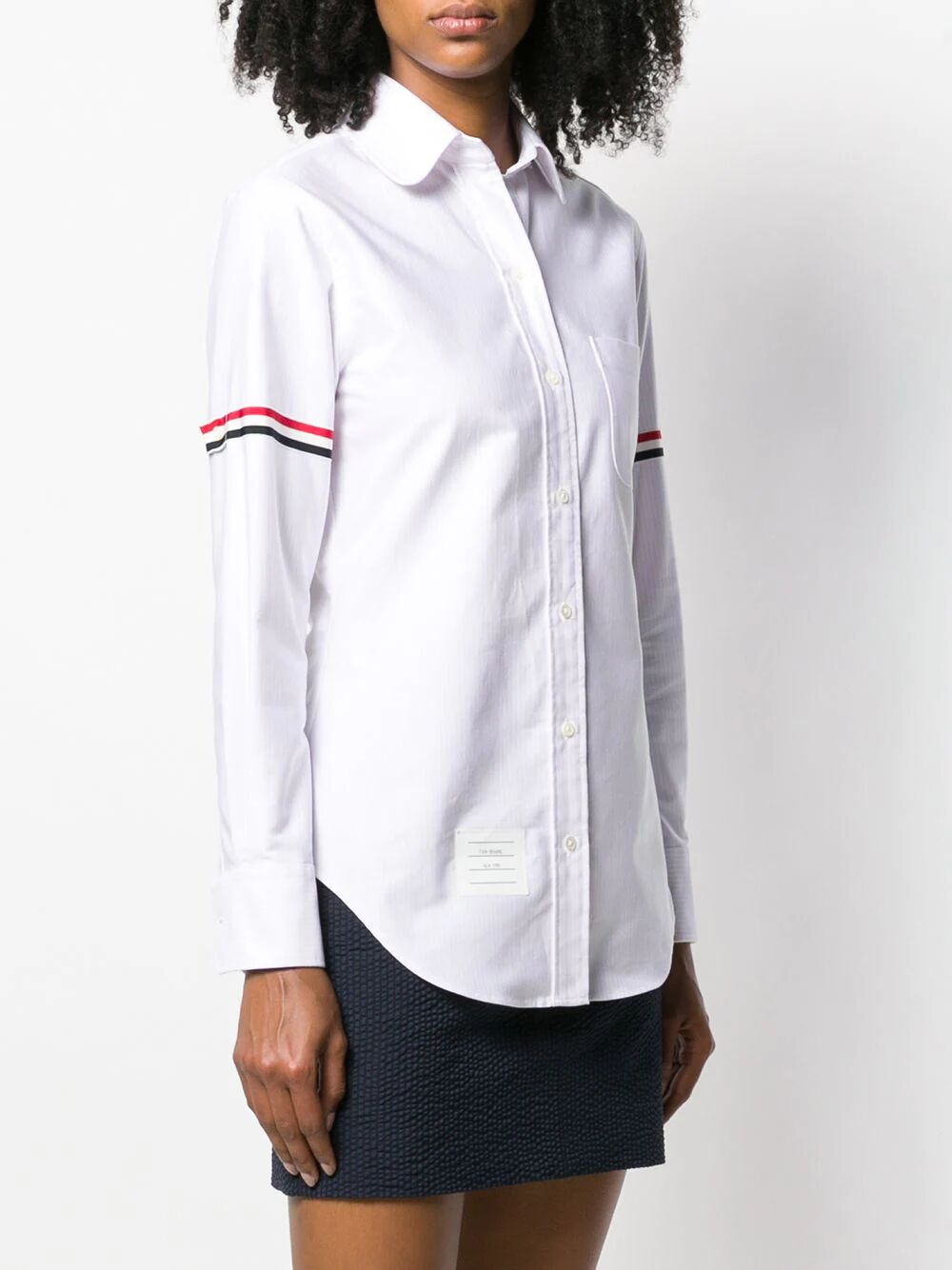 STRIPE OXFORD ARMBAND CLASSIC ROUND COLLAR SHIRT