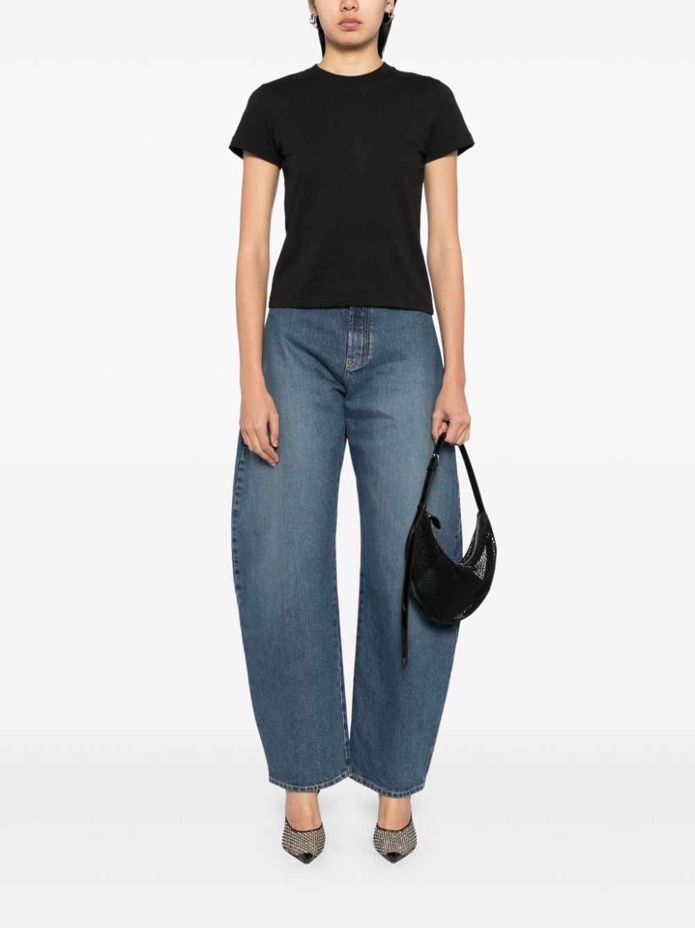 BARREL-LEG FADED DENIM JEANS