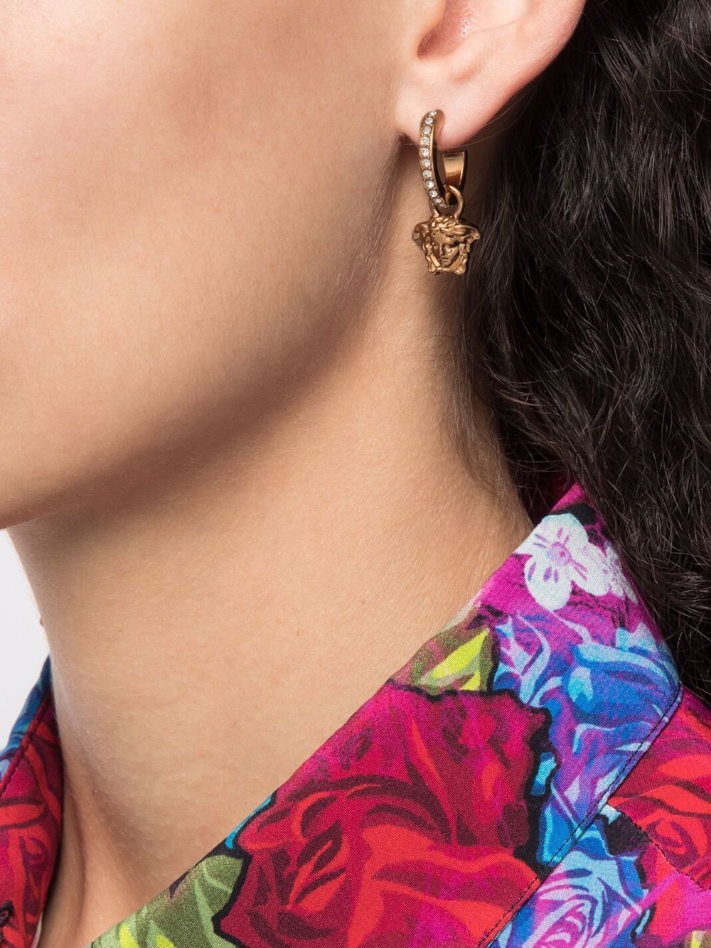 CRYSTAL LA MEDUSA HOOP EARRINGS