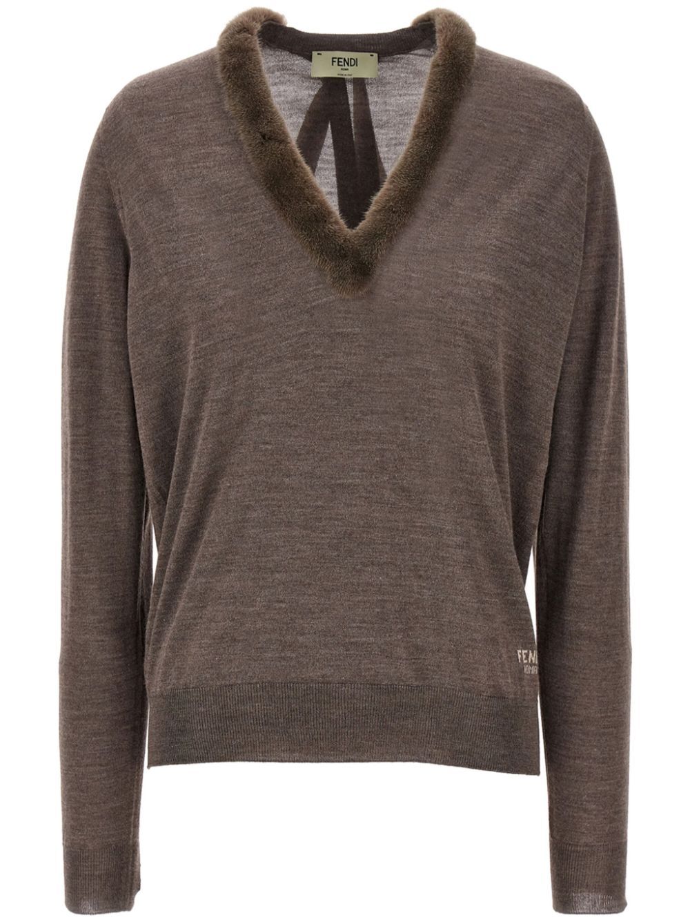 WOOL AND SILK V-NECK JUMPER