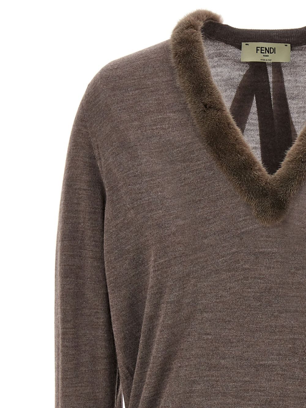 WOOL AND SILK V-NECK JUMPER