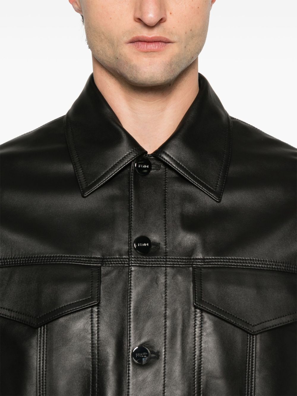 EMBOSSED FF PATCH NAPPA LEATHER BLOUSON JACKET
