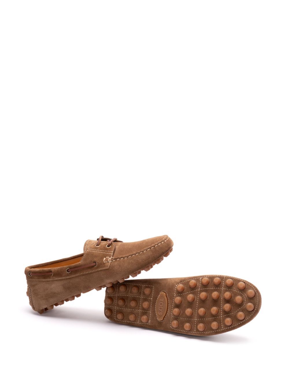 SUEDE GOMMINO BUBBLE LACE-UP BOAT LOAFERS