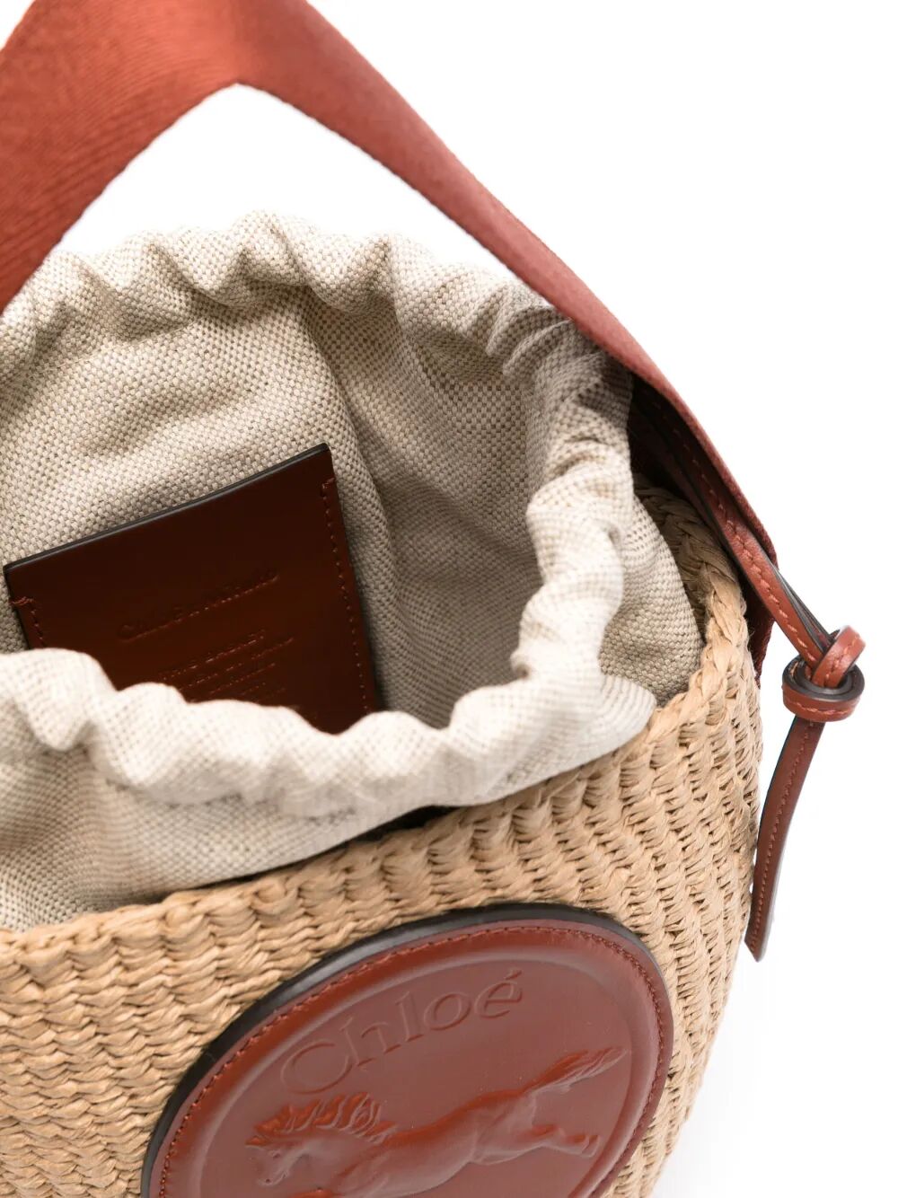 SMALL HORSE MEDAL NATURAL FIBERS BASKET BAG