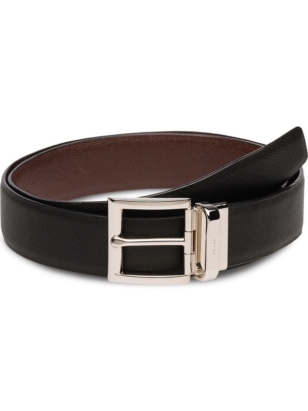 TWO-TONED SAFFIANO LEATHER REVERSIBILE BELT