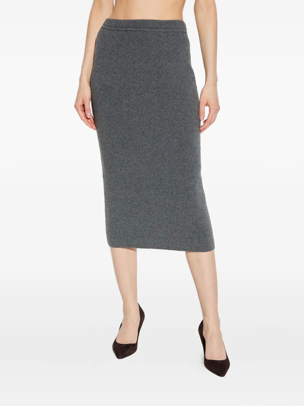 RIBBED CASHMERE MIDI PENCIL SKIRT