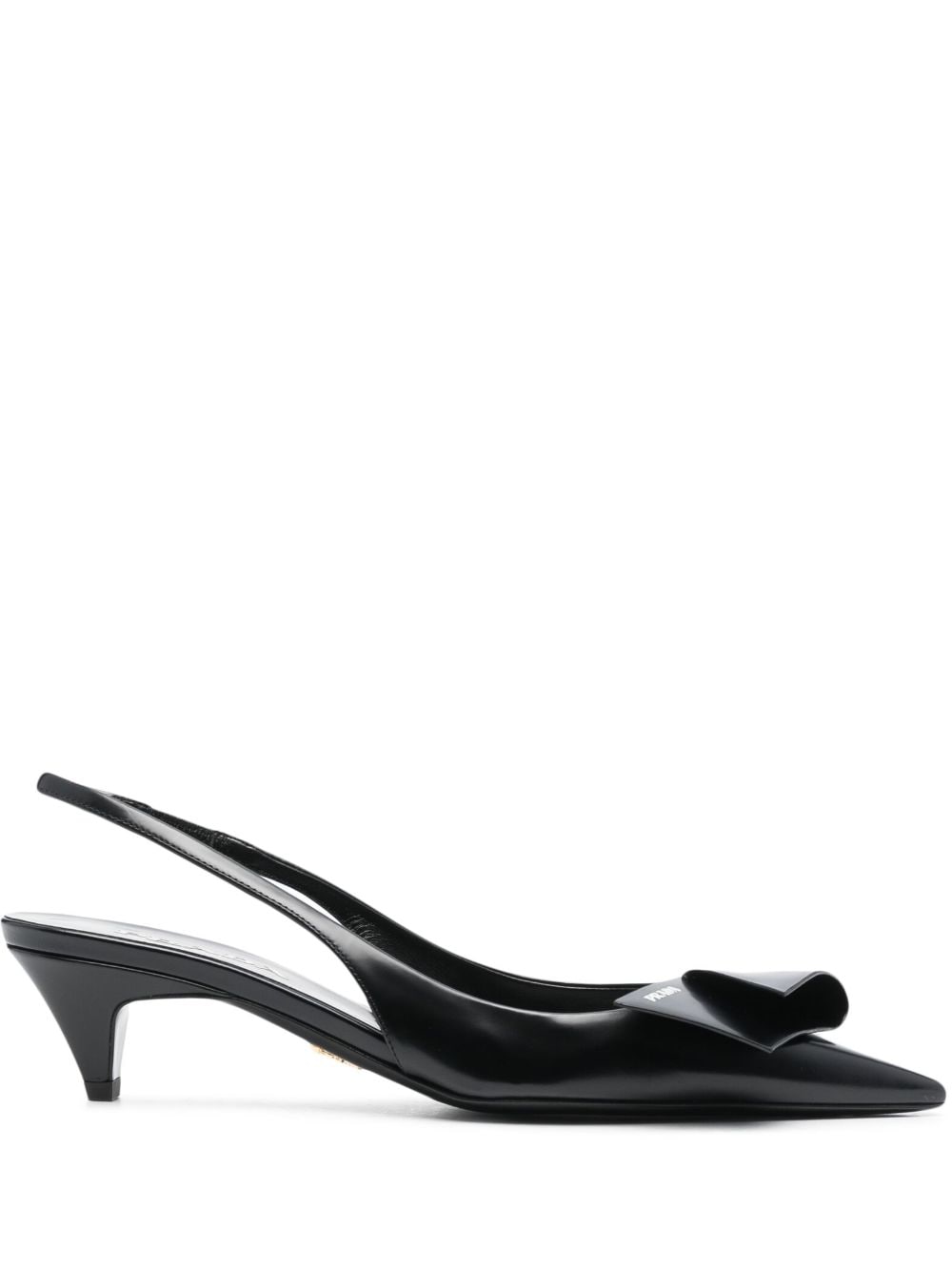 FOLD-DETAIL LEATHER SLINGBACK PUMPS