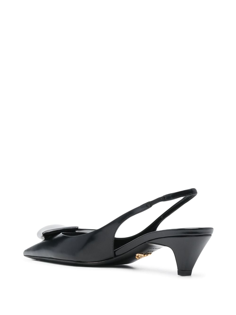 FOLD-DETAIL LEATHER SLINGBACK PUMPS