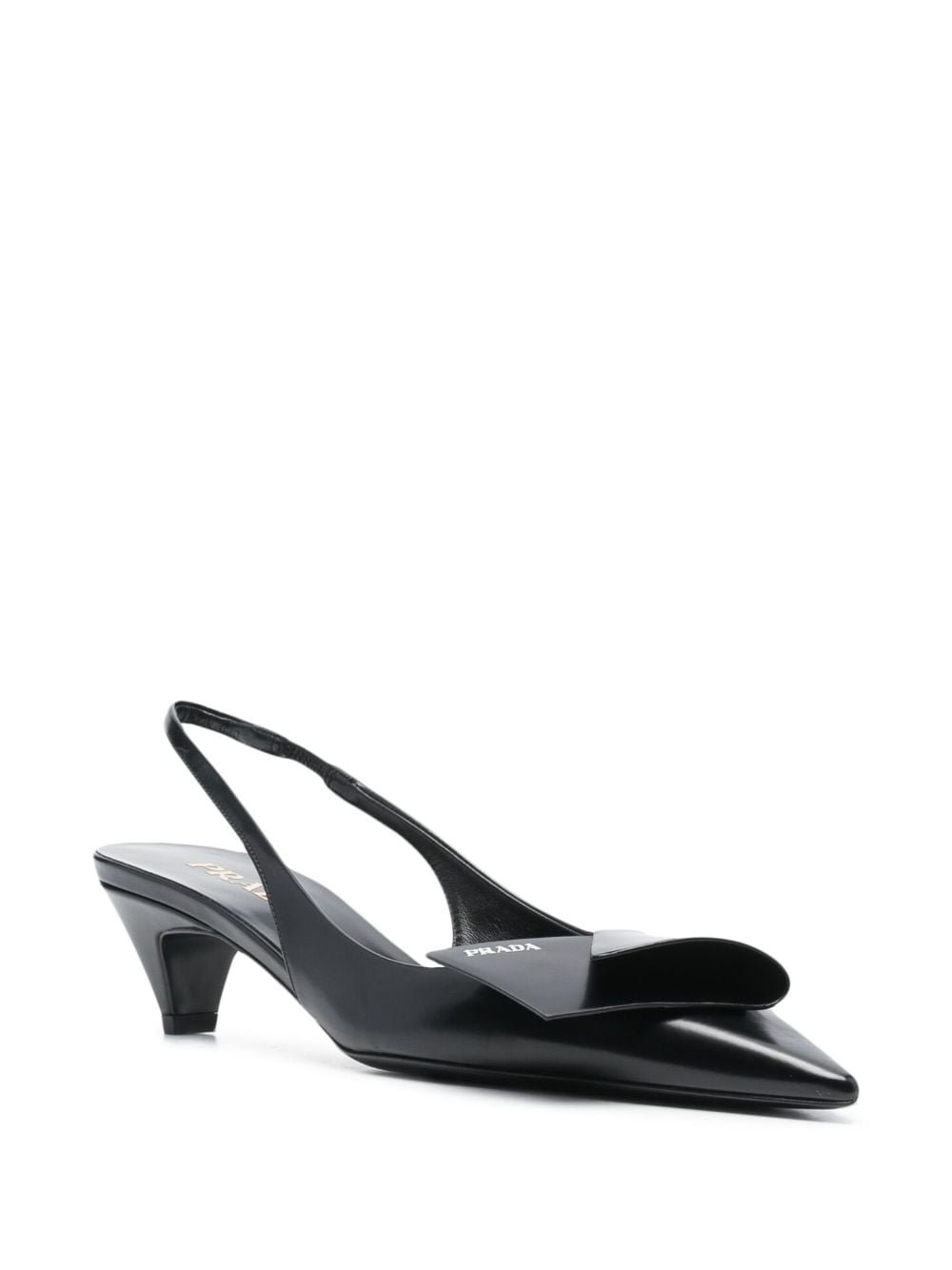 FOLD-DETAIL LEATHER SLINGBACK PUMPS