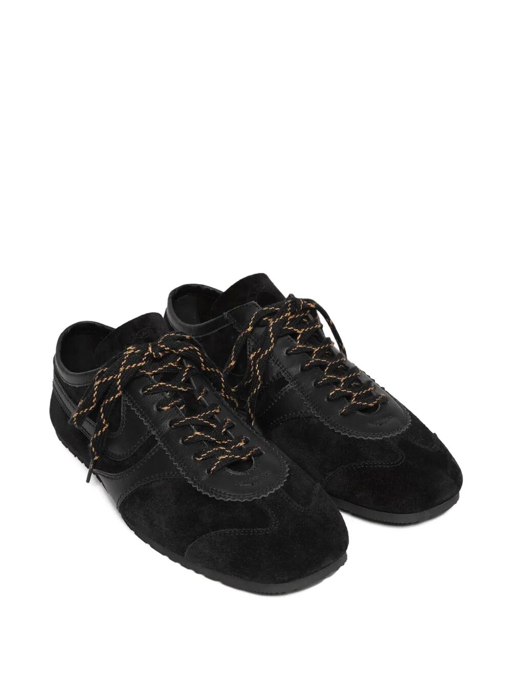 DOUBLE LACING SUEDE SNEAKERS WITH LEATHER INSERTS