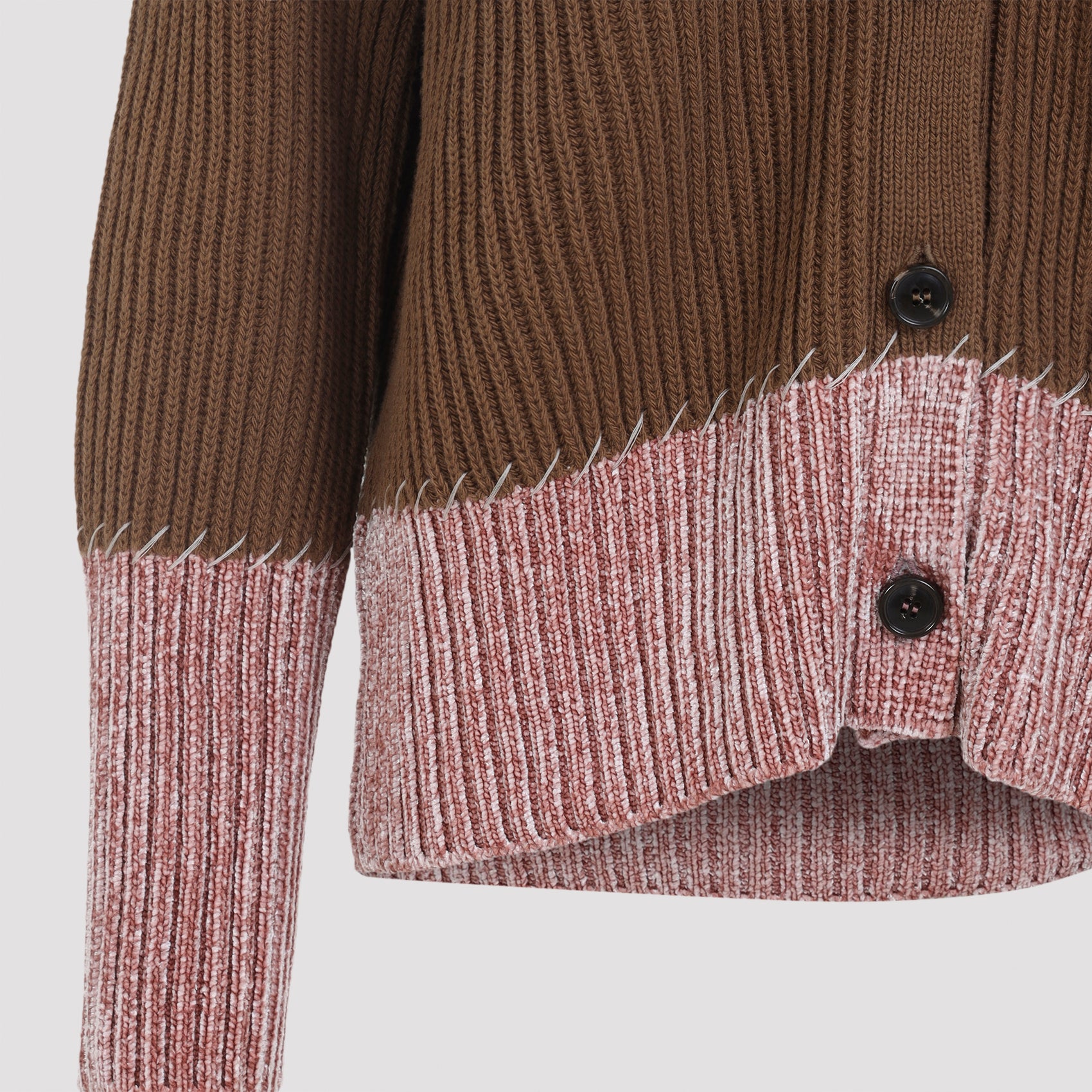 V Neck Bicolor Cardigan