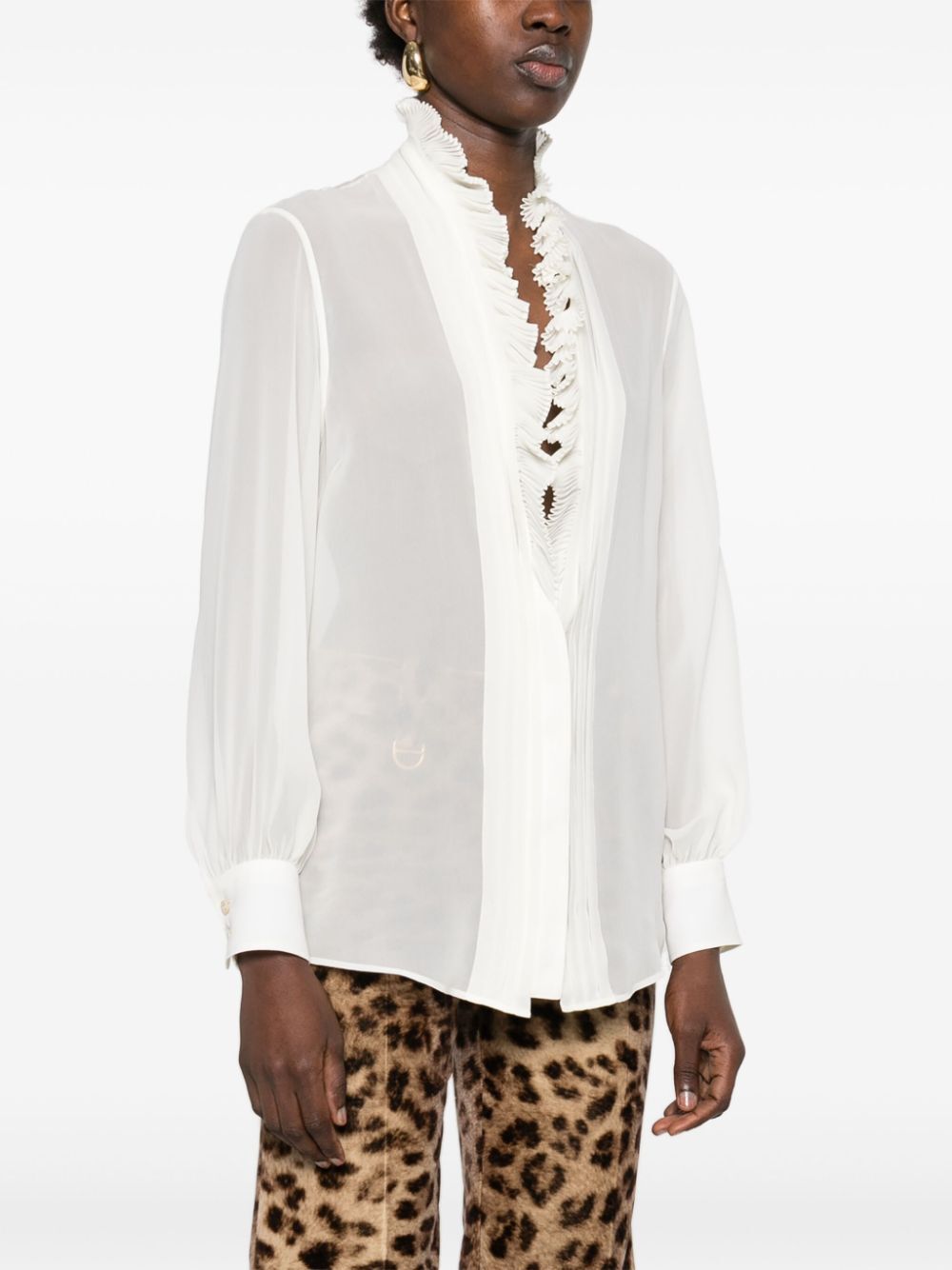 RUFFLE-DETAILED SILK BLOUSE