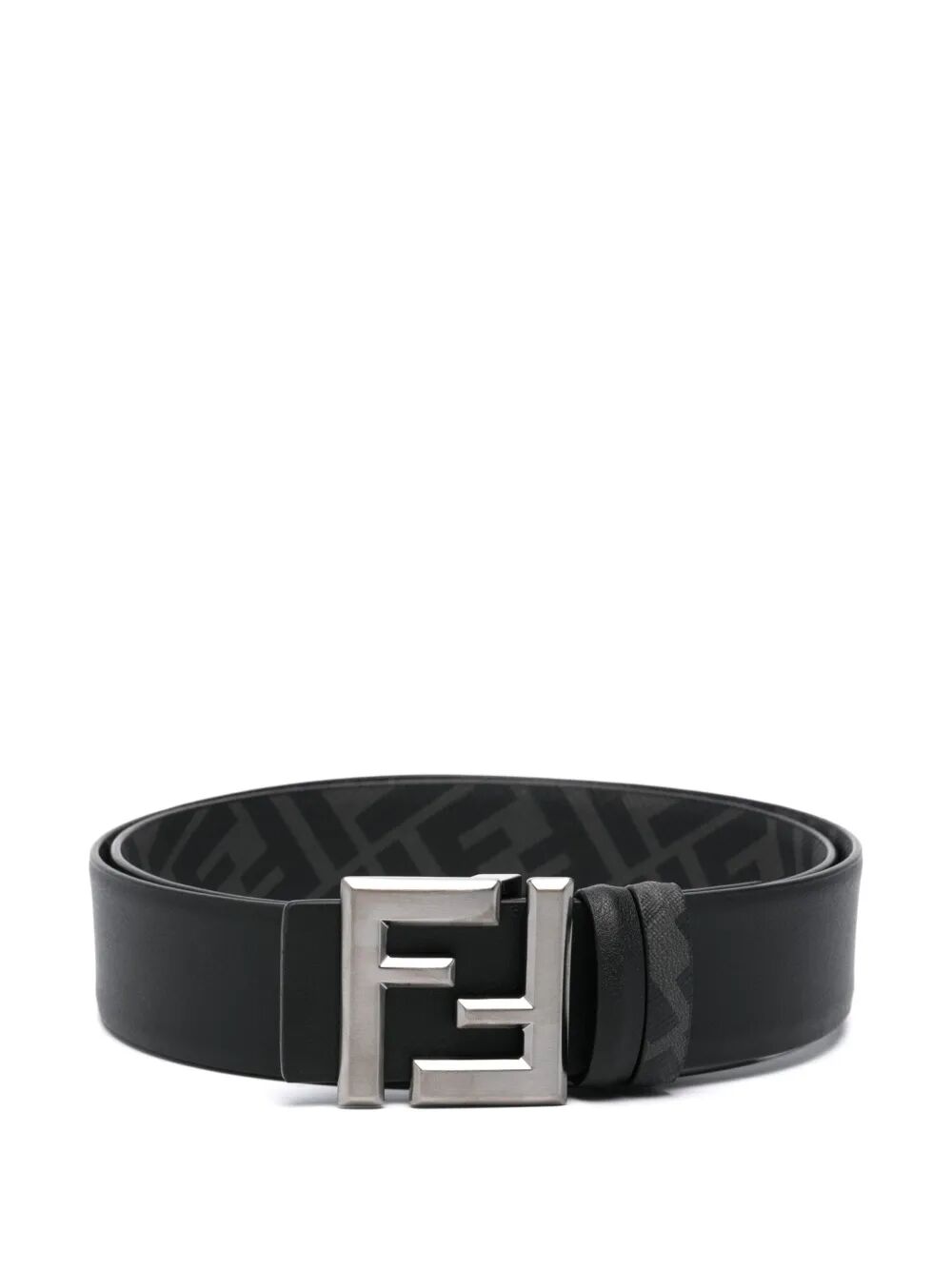 FF SQUARED LEATHER AND CANVAS REVERSIBLE BELT