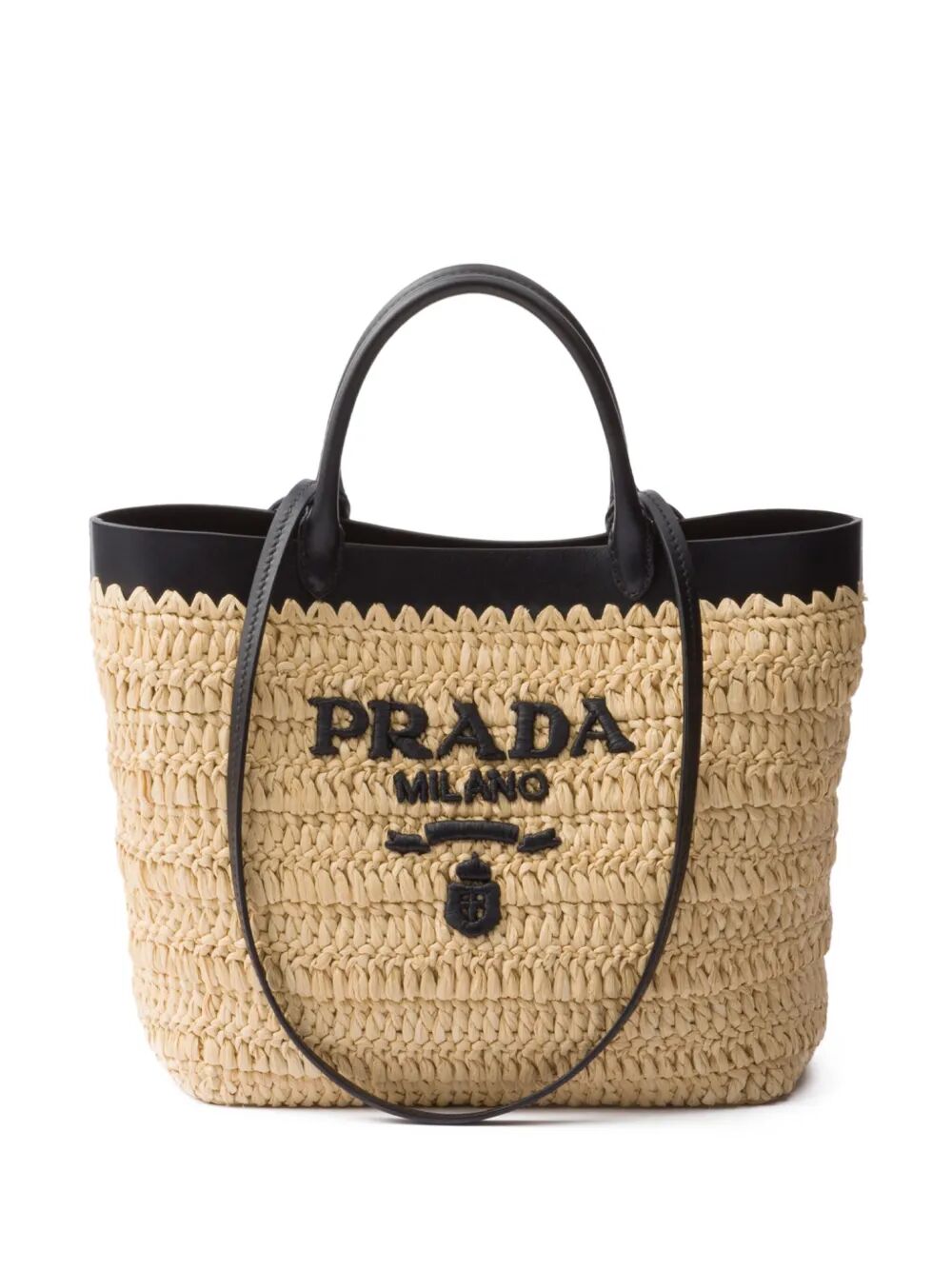 SMALL CROCHET AND LEATHER TOTE BAG