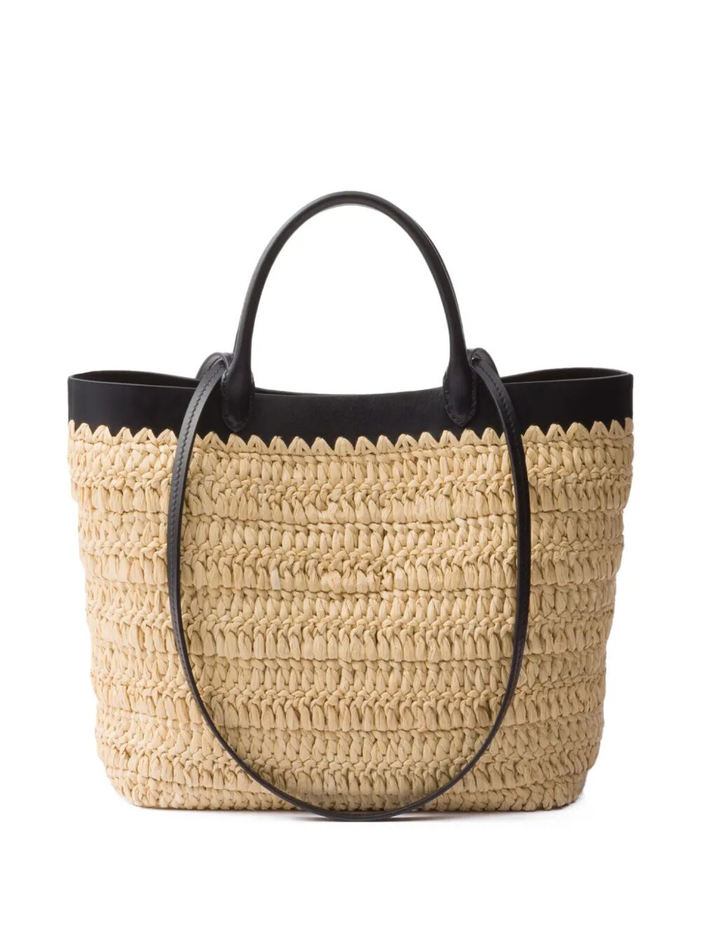 SMALL CROCHET AND LEATHER TOTE BAG