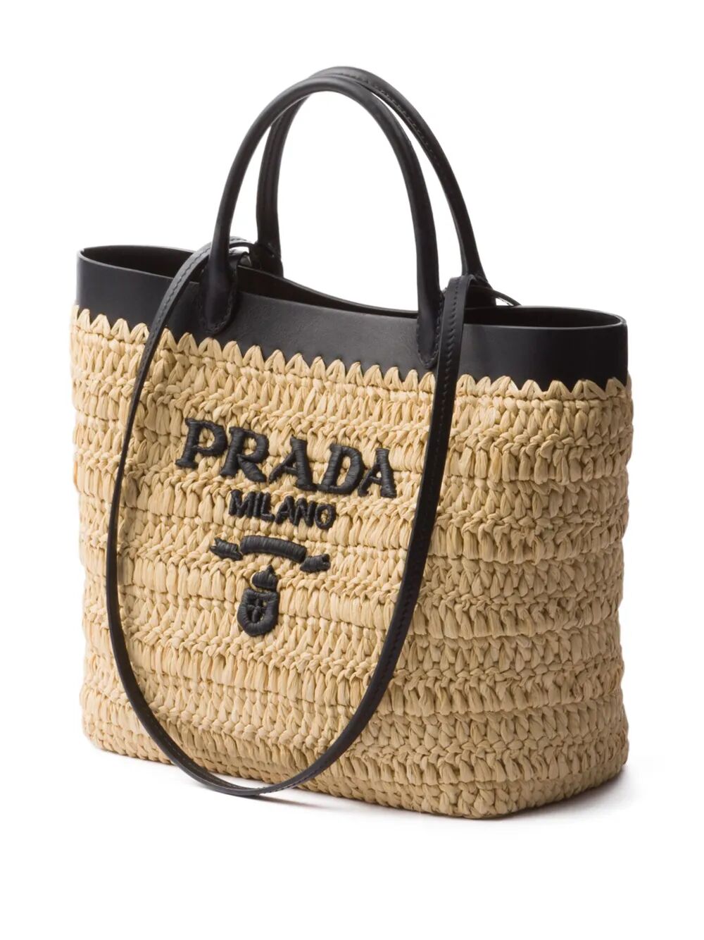 SMALL CROCHET AND LEATHER TOTE BAG