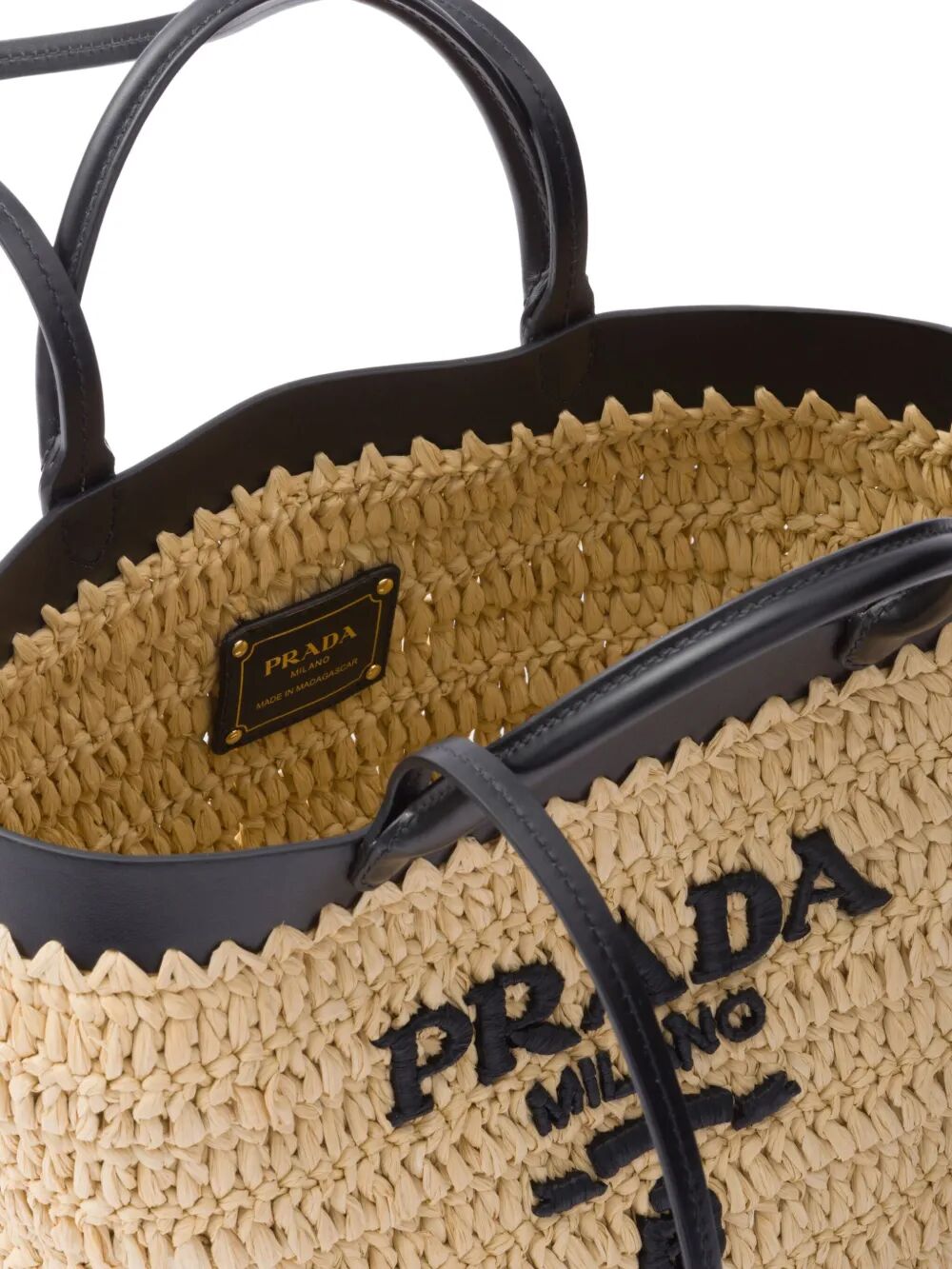 SMALL CROCHET AND LEATHER TOTE BAG