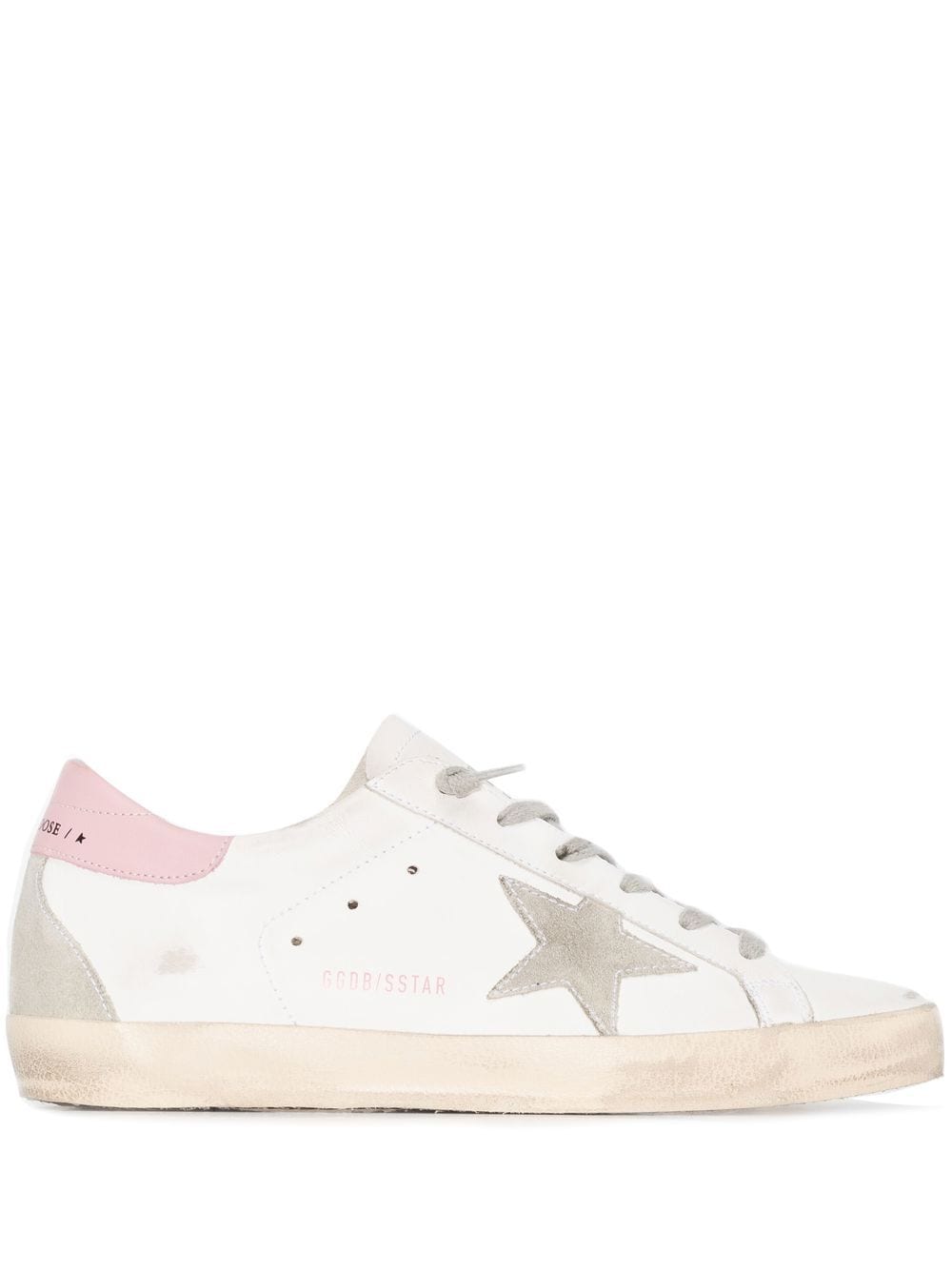 SUPER-STAR SNEAKERS IN NAPPA LEATHER WITH SUEDE STAR AND PINK LEATHER HEEL TAB