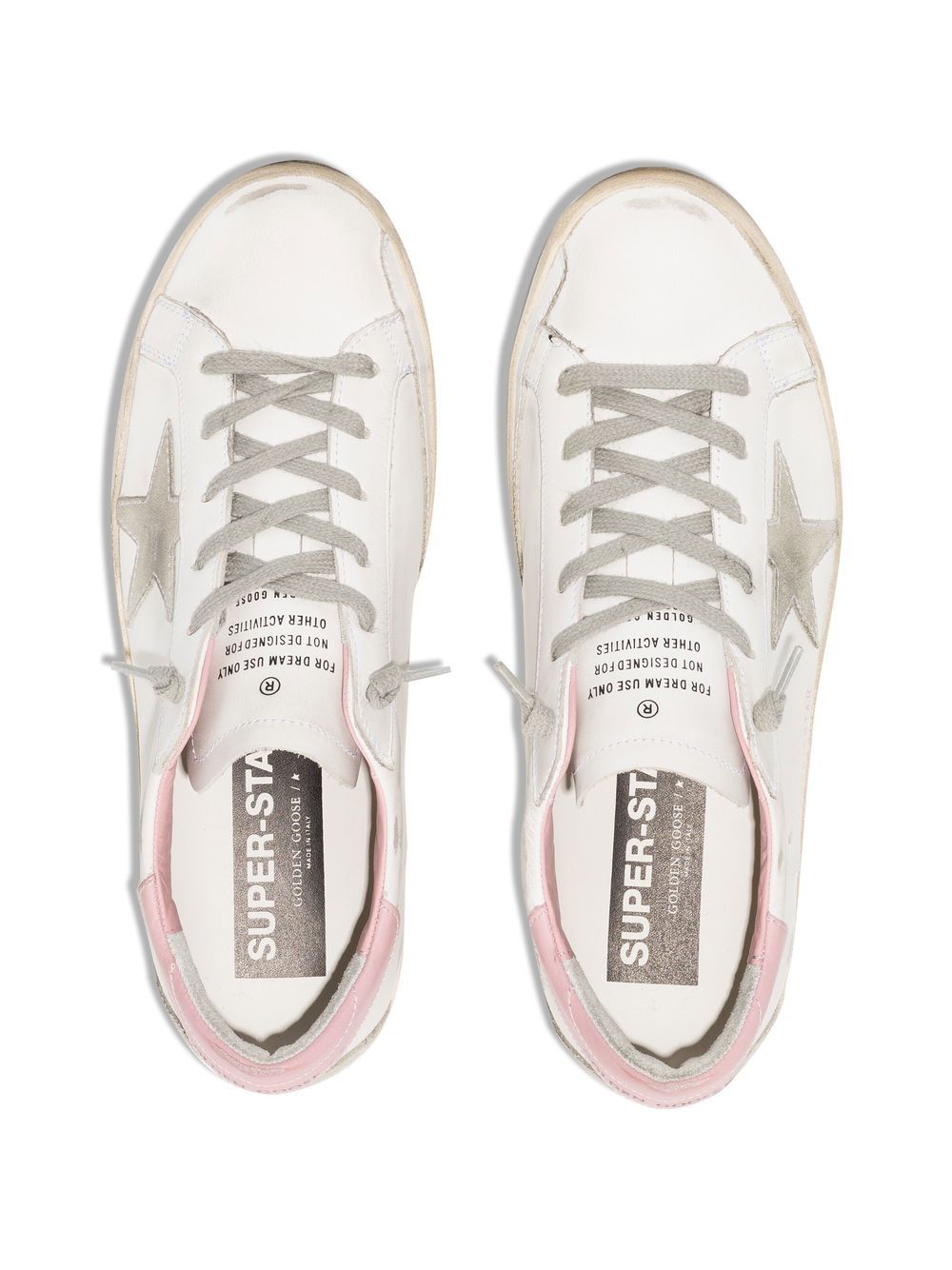 SUPER-STAR SNEAKERS IN NAPPA LEATHER WITH SUEDE STAR AND PINK LEATHER HEEL TAB