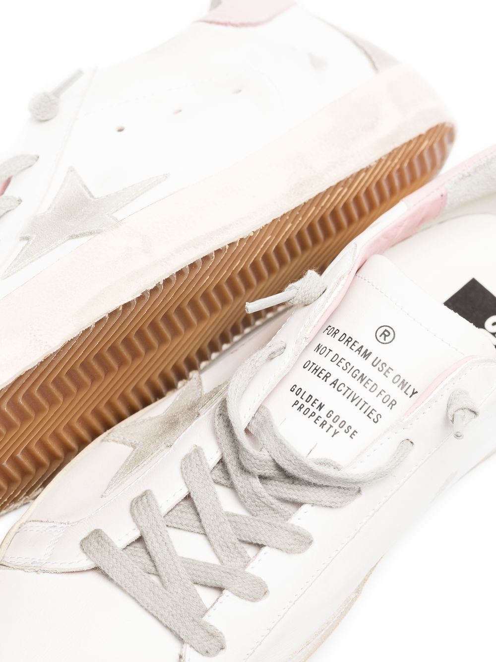 SUPER-STAR SNEAKERS IN NAPPA LEATHER WITH SUEDE STAR AND PINK LEATHER HEEL TAB