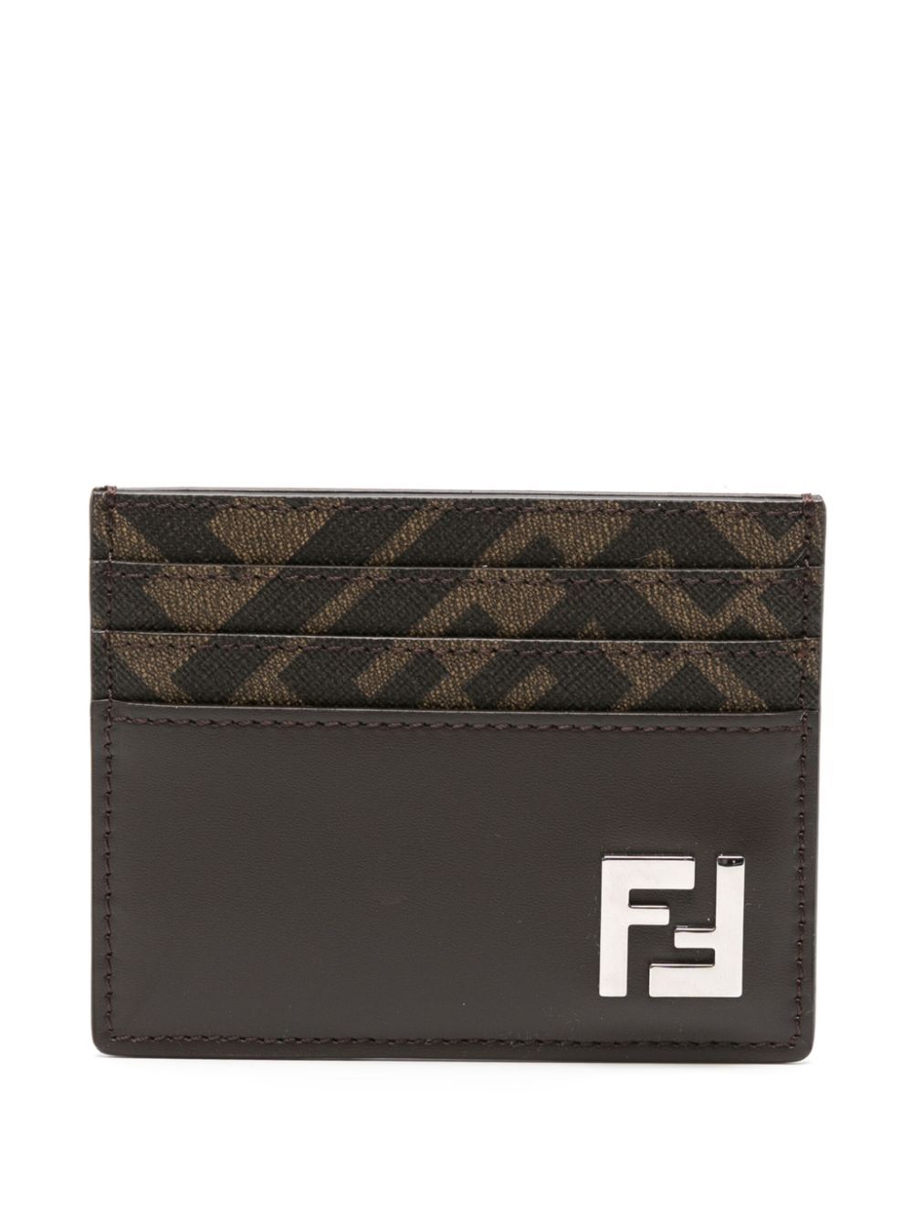 LEATHER AND FF CANVAS SQUARED CARD HOLDER