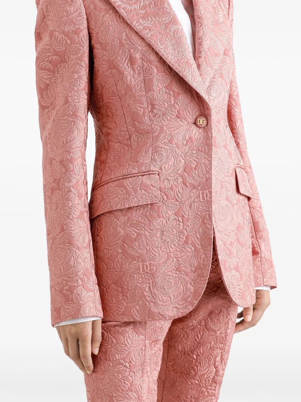 SINGLE-BREASTED FLORAL QUILTED JACQUARD TURLINGTON JACKET