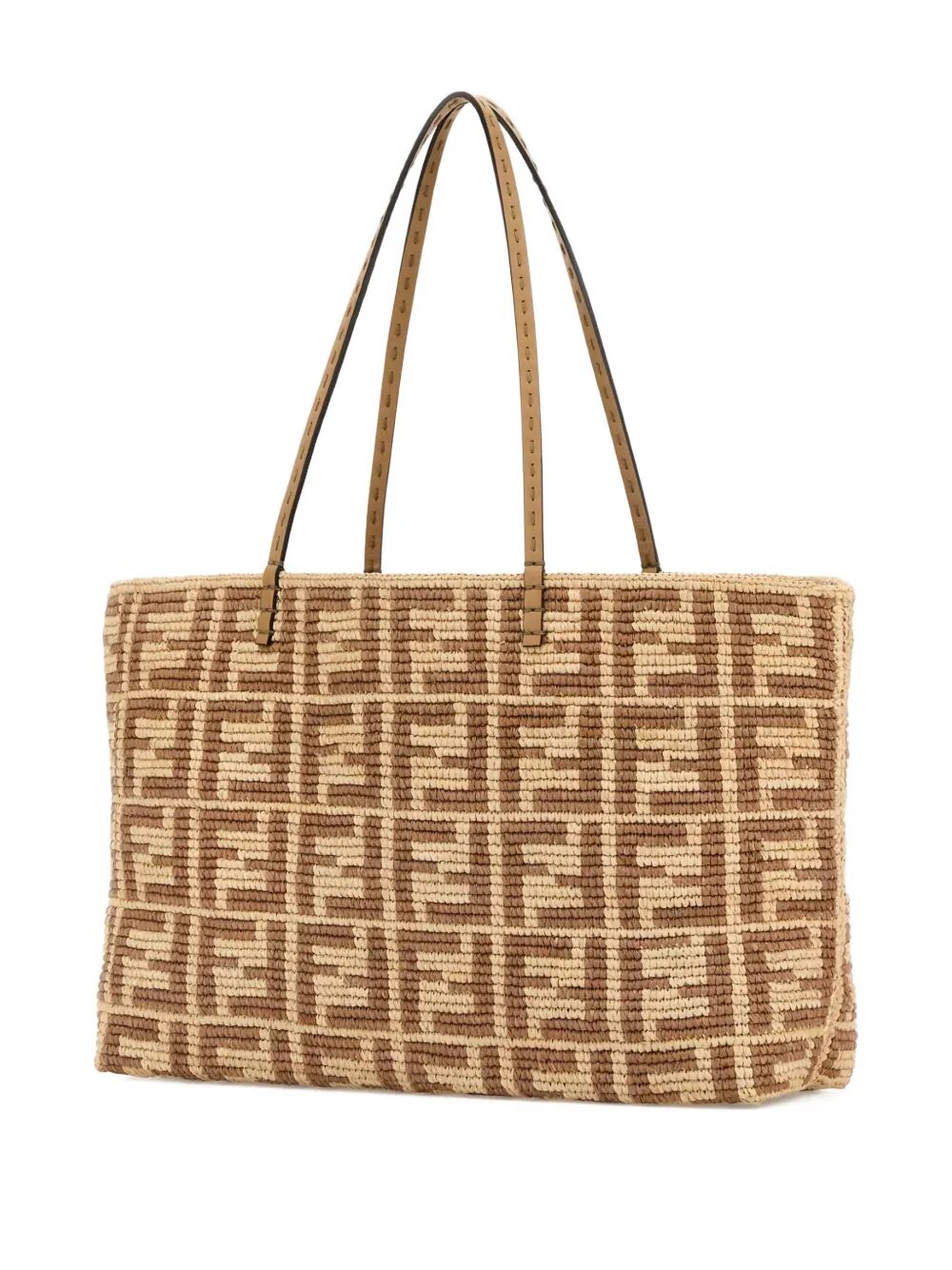 FF RAFFIA CROCHET ROLL LARGE SHOPPER